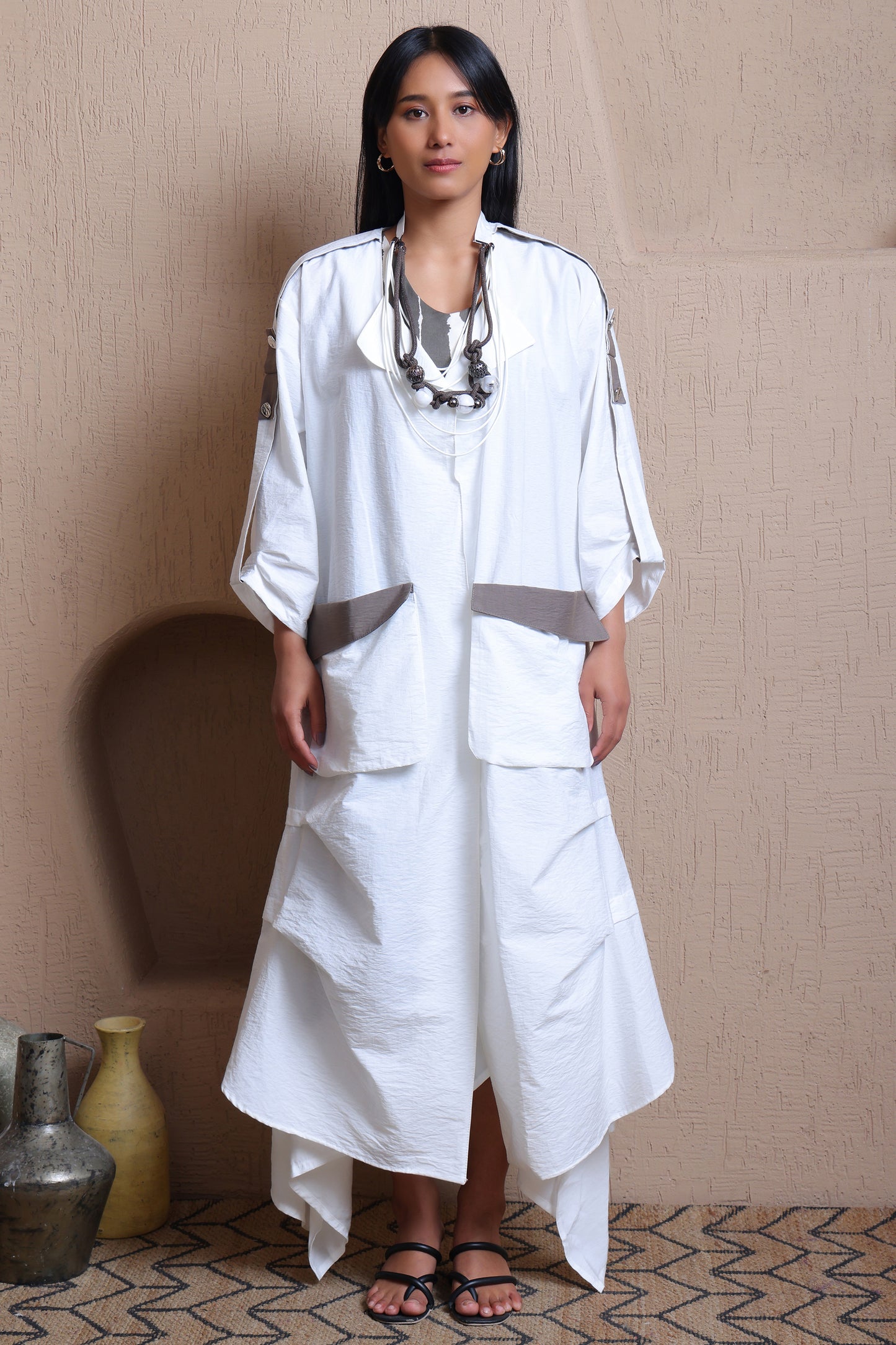 Front Open Jacket with Patch Pockets -  Meiala