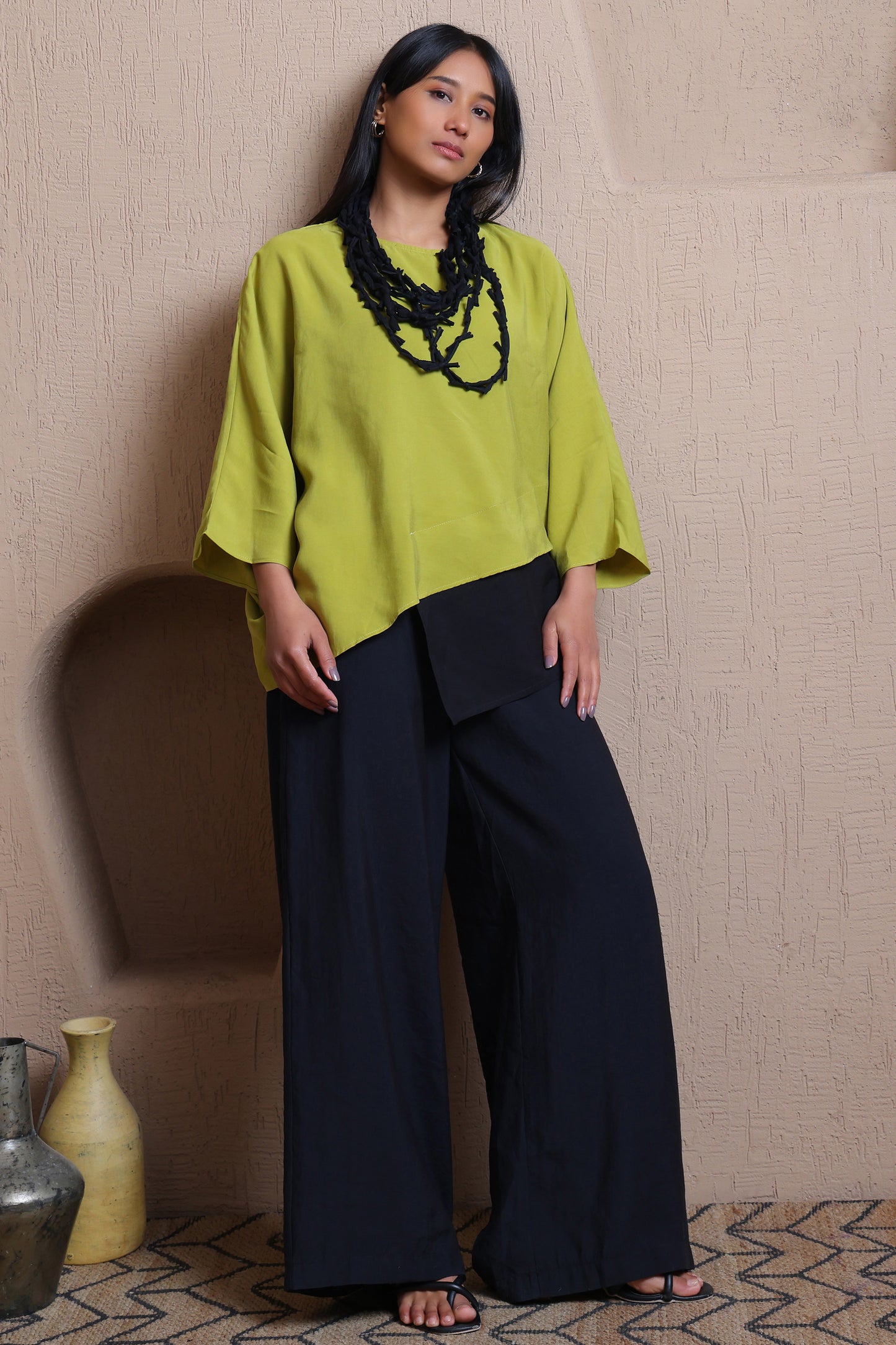 Solid Elastic Waist Pants -  Meiala