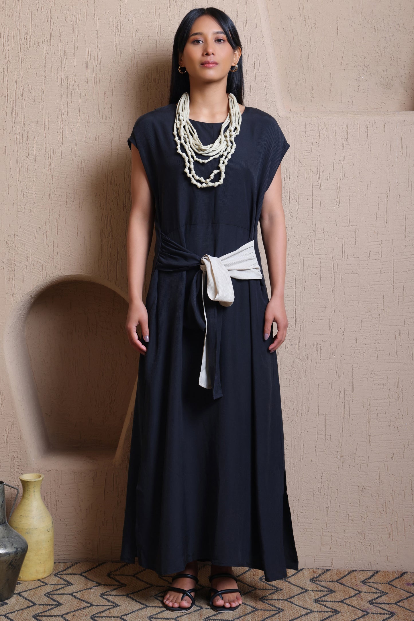 Front Tie Long Dress  -  Meiala