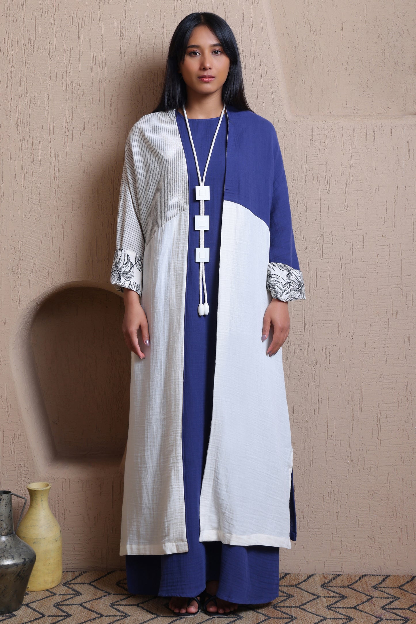 Open Jacket With Leaft Print  -  Meiala