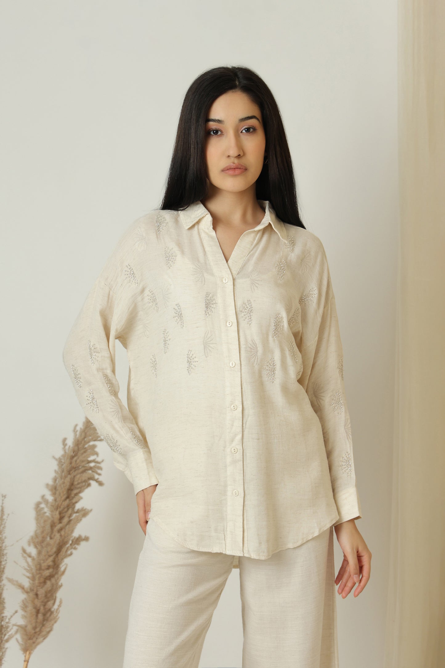 Tone On Tone Studded Shirt - Meiala
