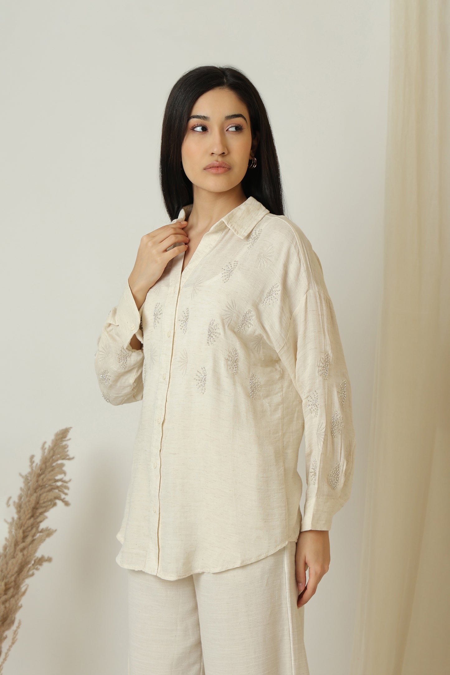 Tone On Tone Studded Shirt - Meiala