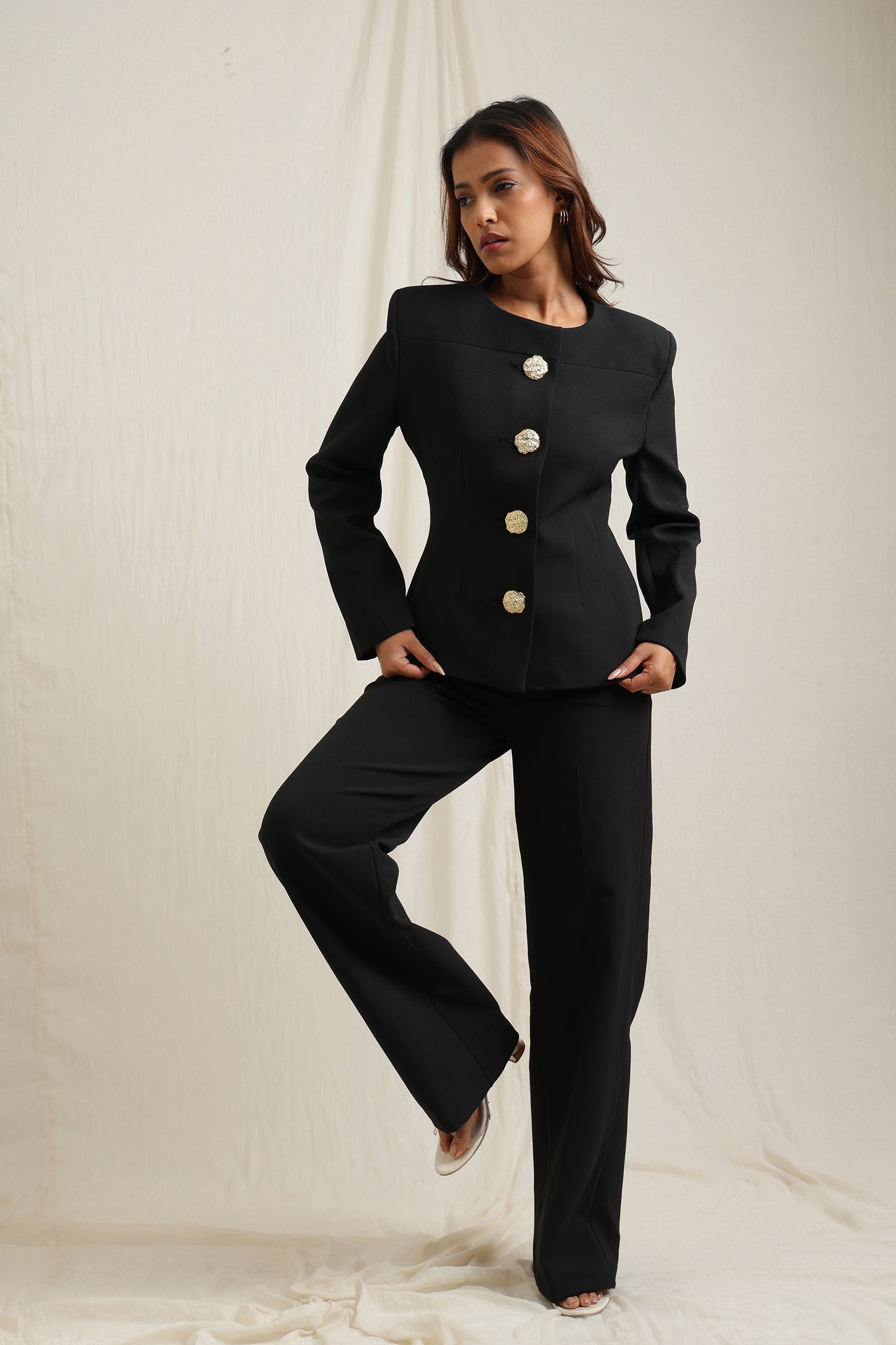 Buttoned Blouse Jacket Set - Meiala