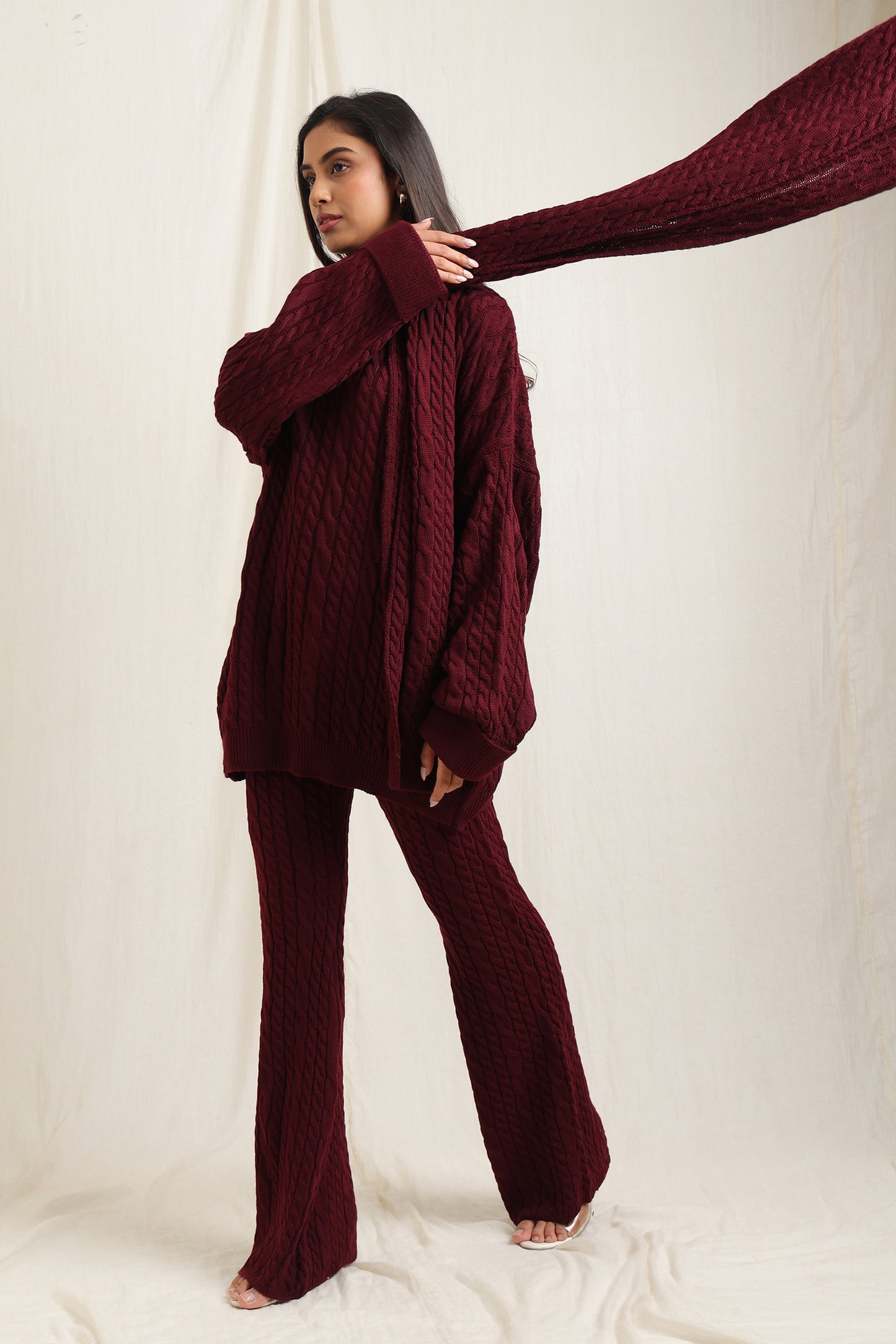 Knitted Winter Pant Set With Scarf - Meiala