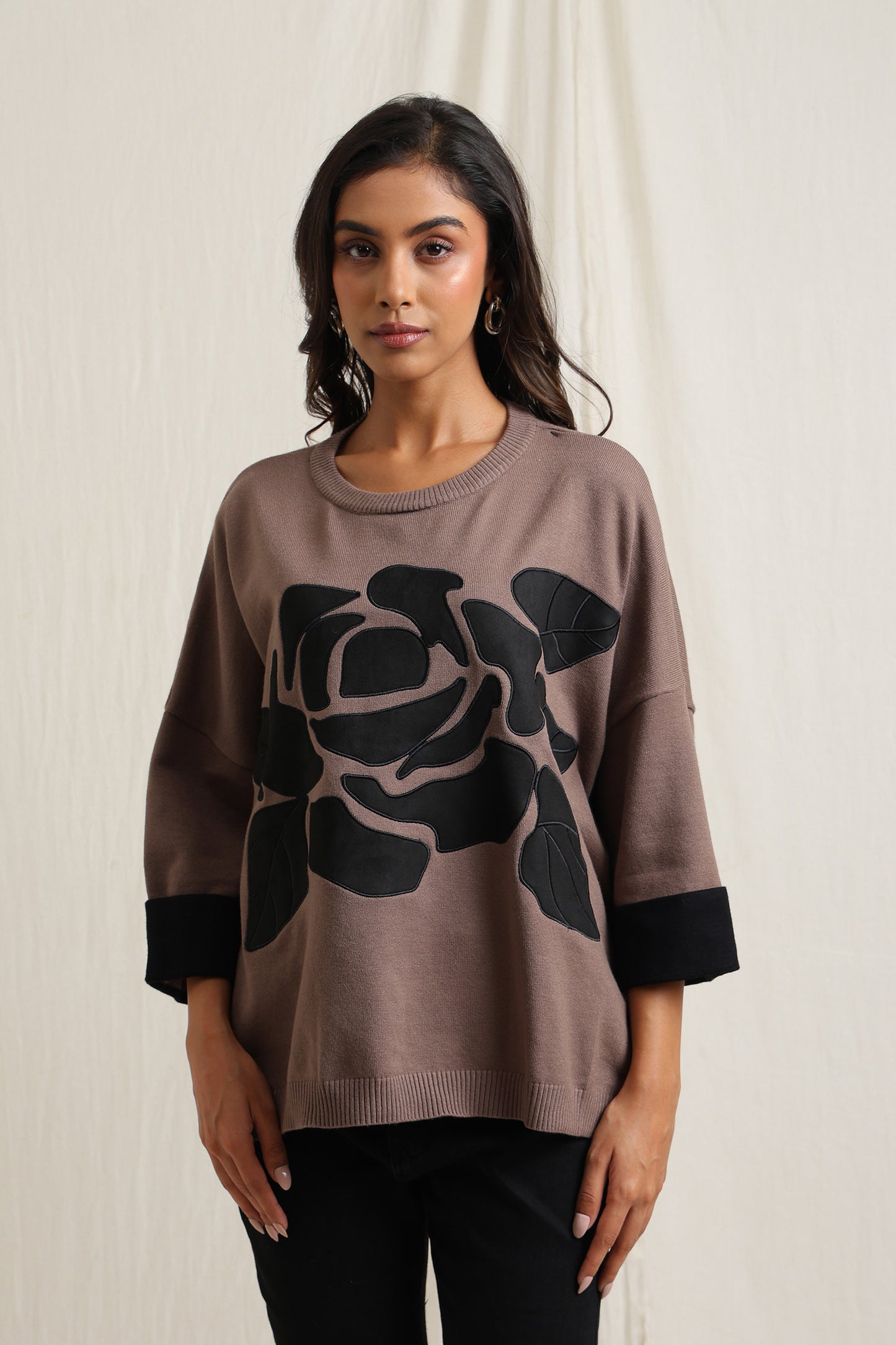 Bold Rose Knit Sweater - Meiala