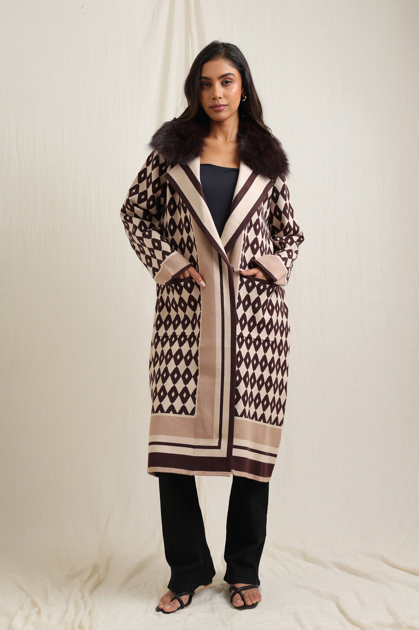 Plush Fur Collar Coat - Meiala