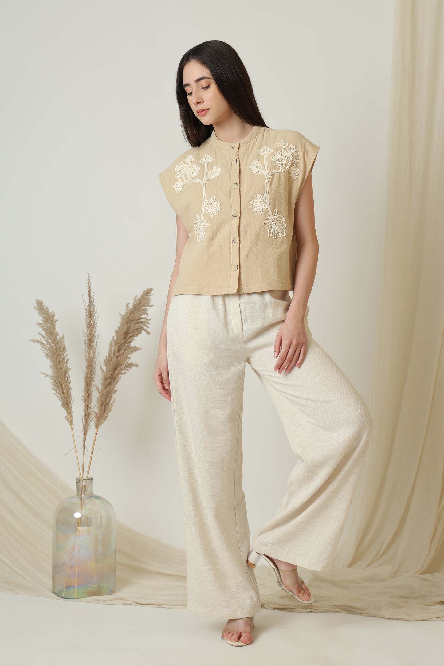 Cotton Embroidered Vest - Meiala