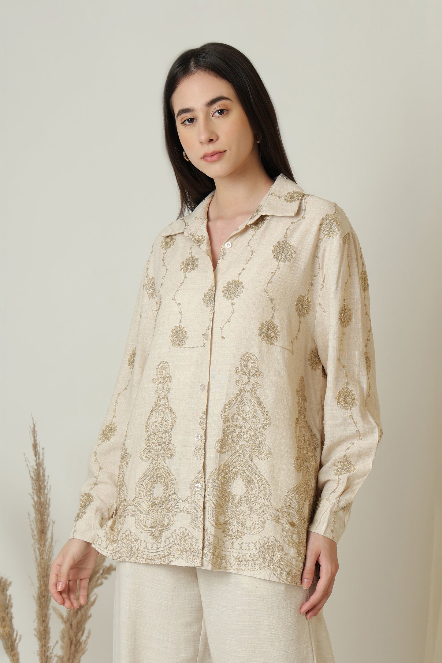Gold Embroidery Shirt - Meiala
