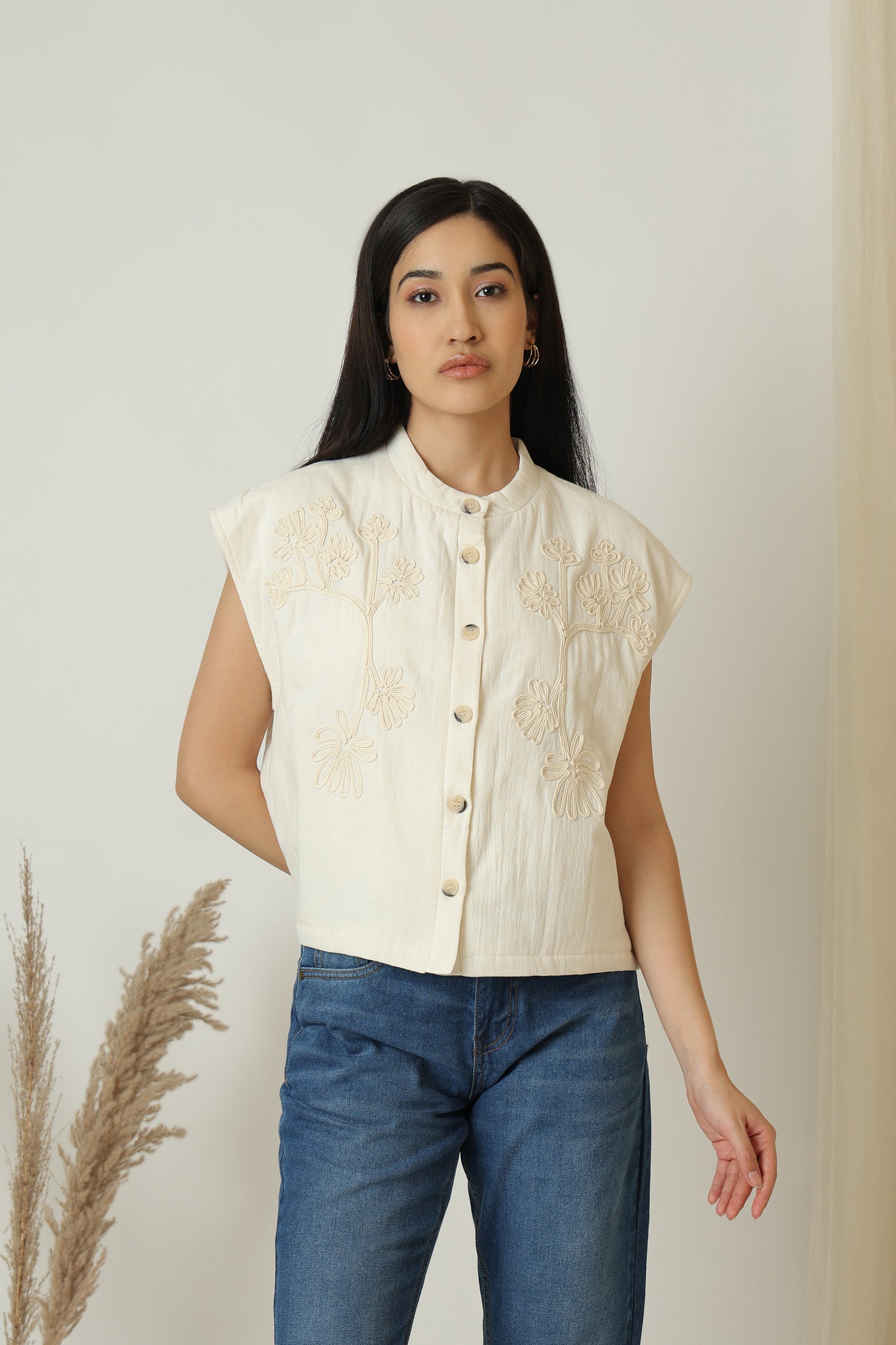 Cotton Embroidered Vest - Meiala
