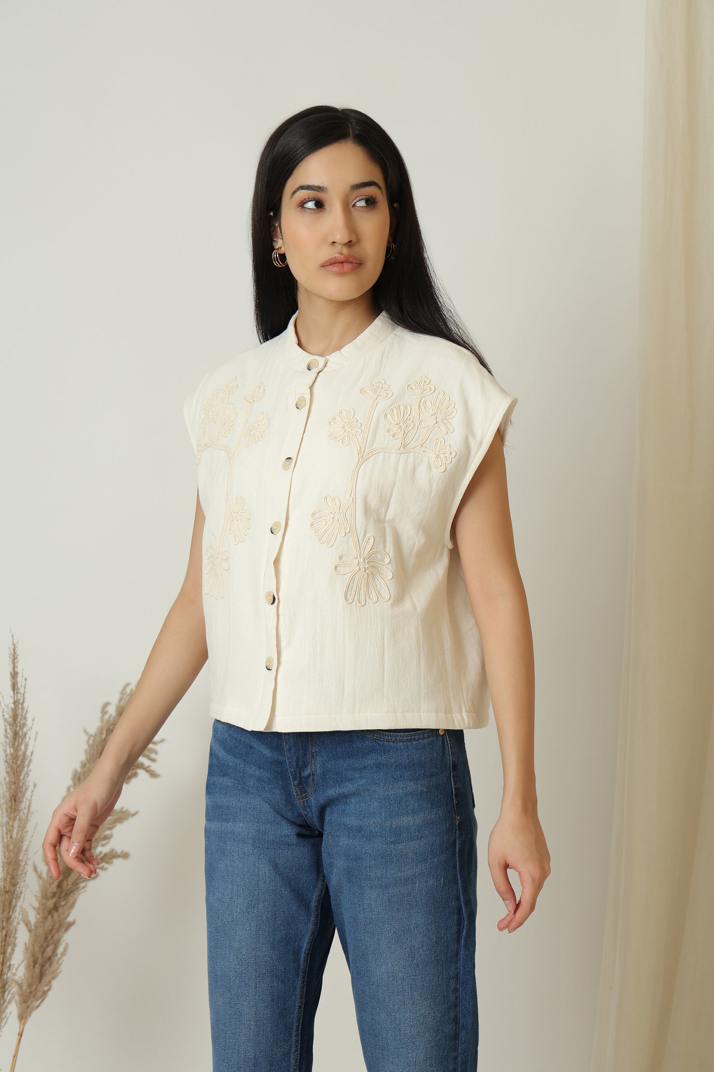 Cotton Embroidered Vest - Meiala