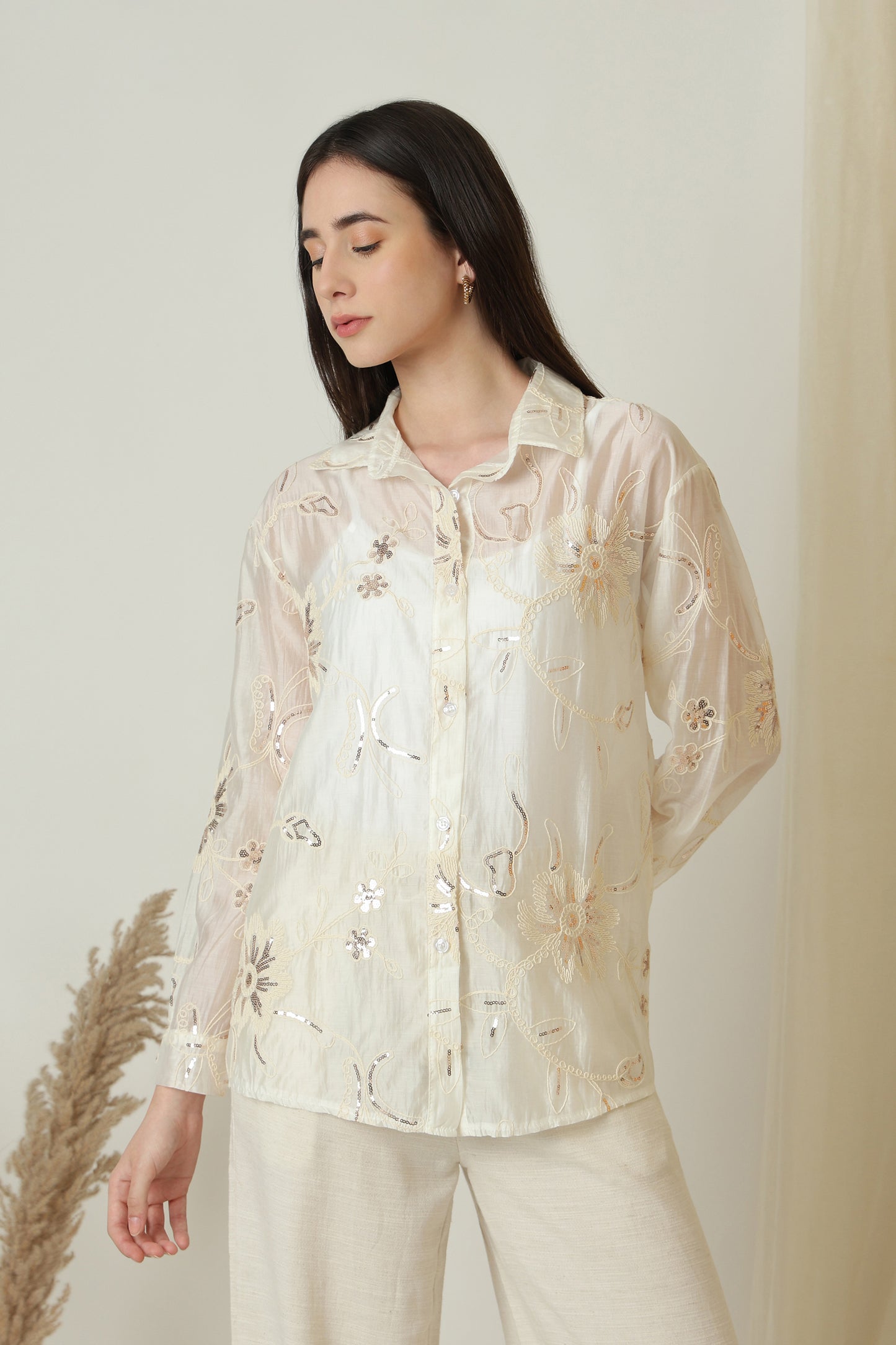 Embroidered Sequin Shirt - Meiala
