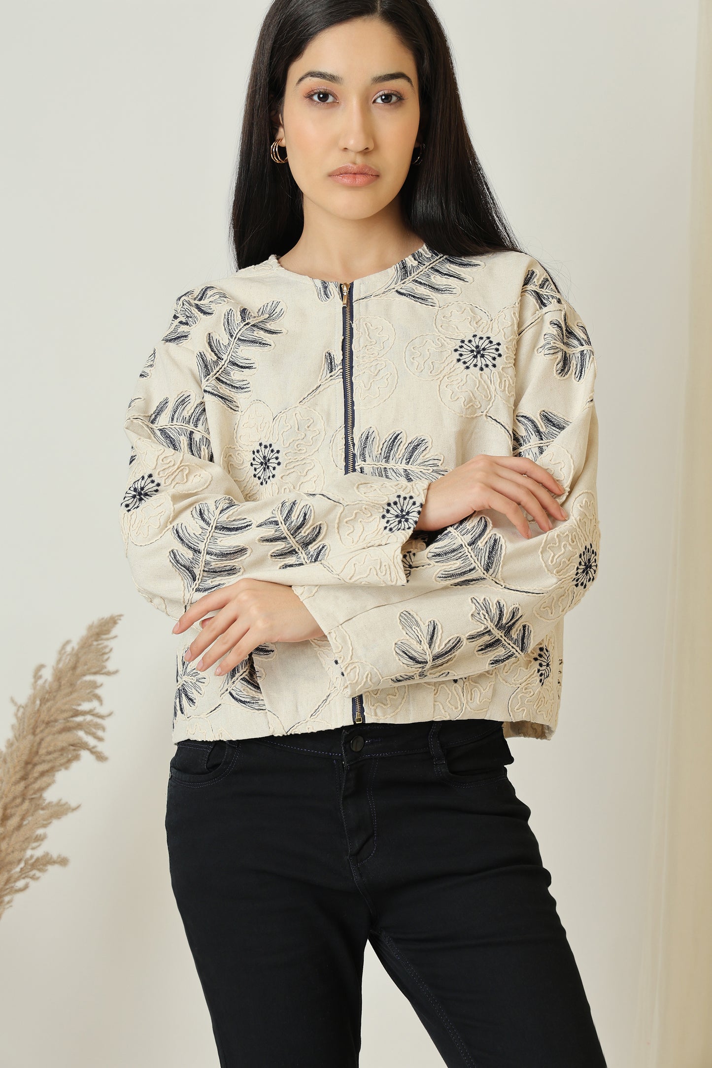 Embroidered Fern Petals Jacket - Meiala