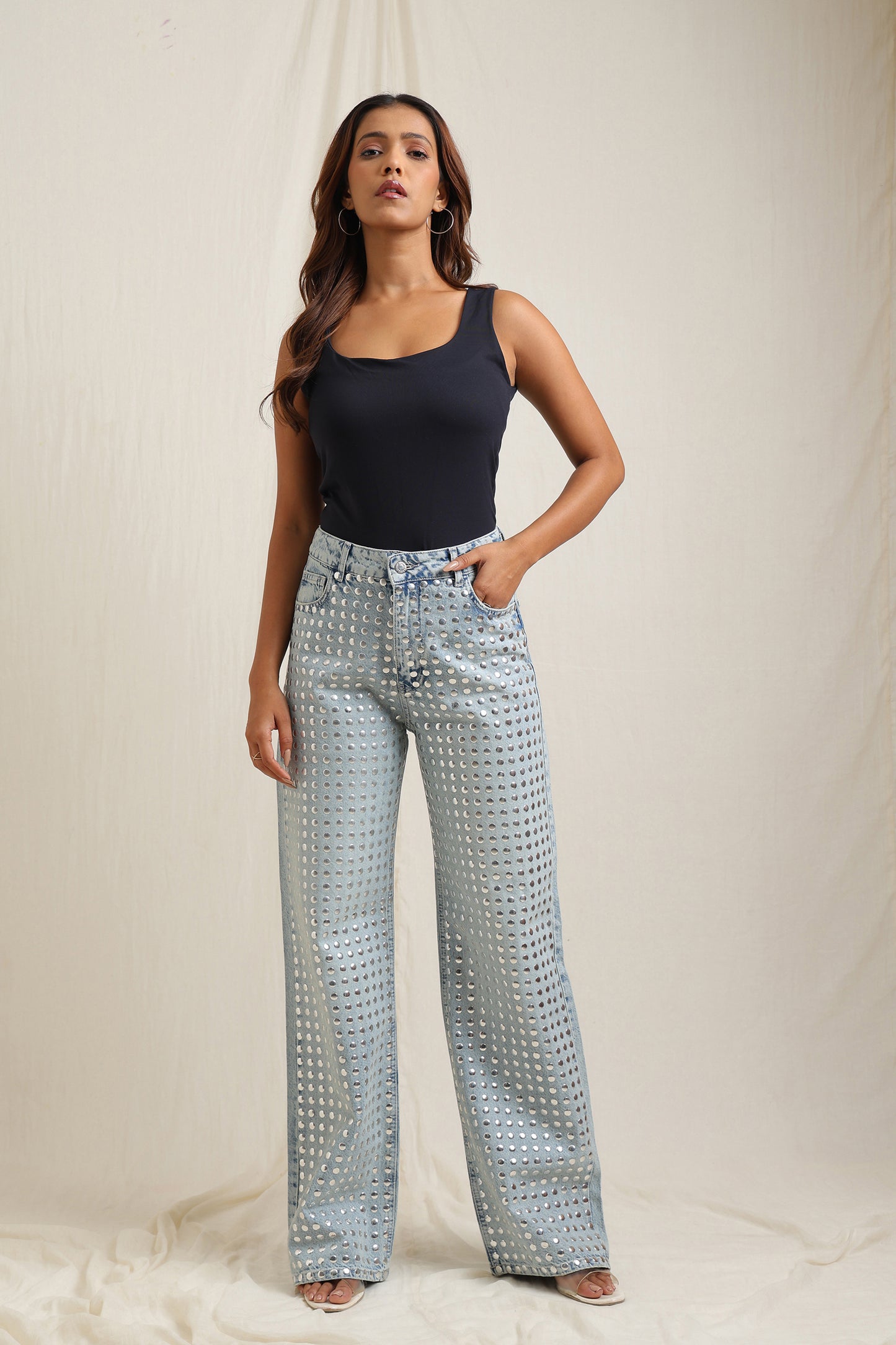 Straight Studded Jeans - Meiala