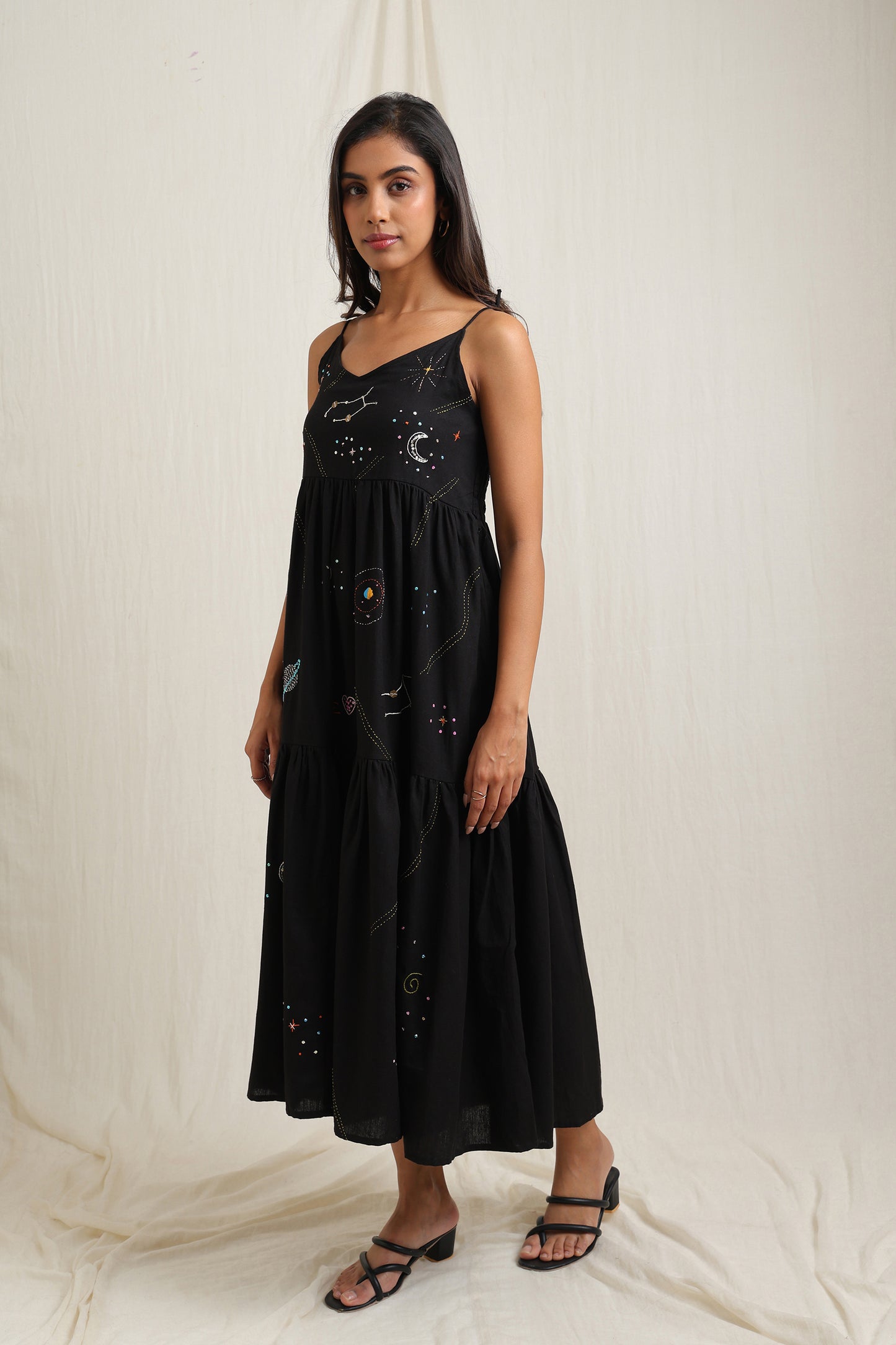 Starry Night Embroidered Dress - Meiala