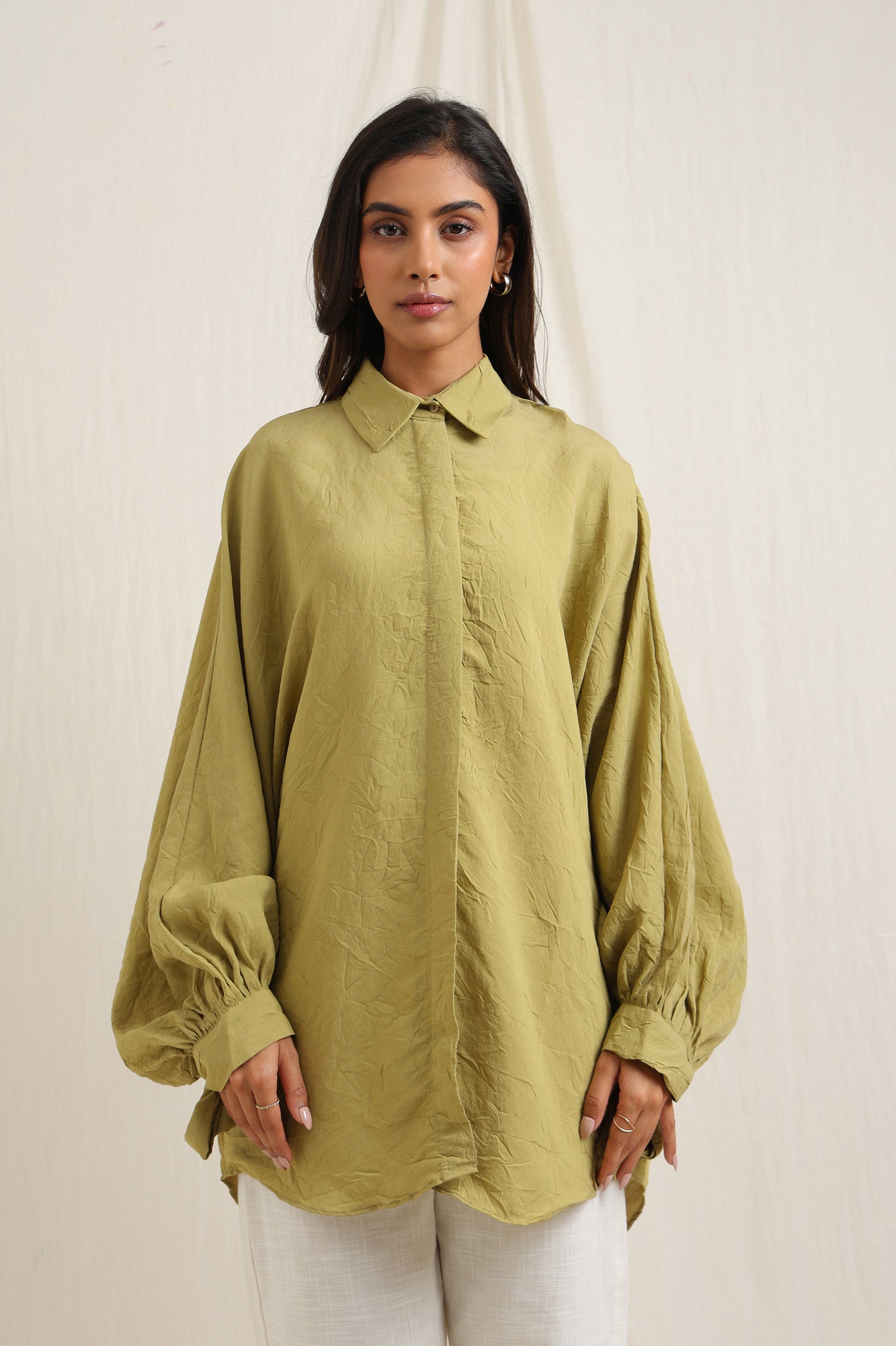 Solid Crinkle Shirt - Meiala