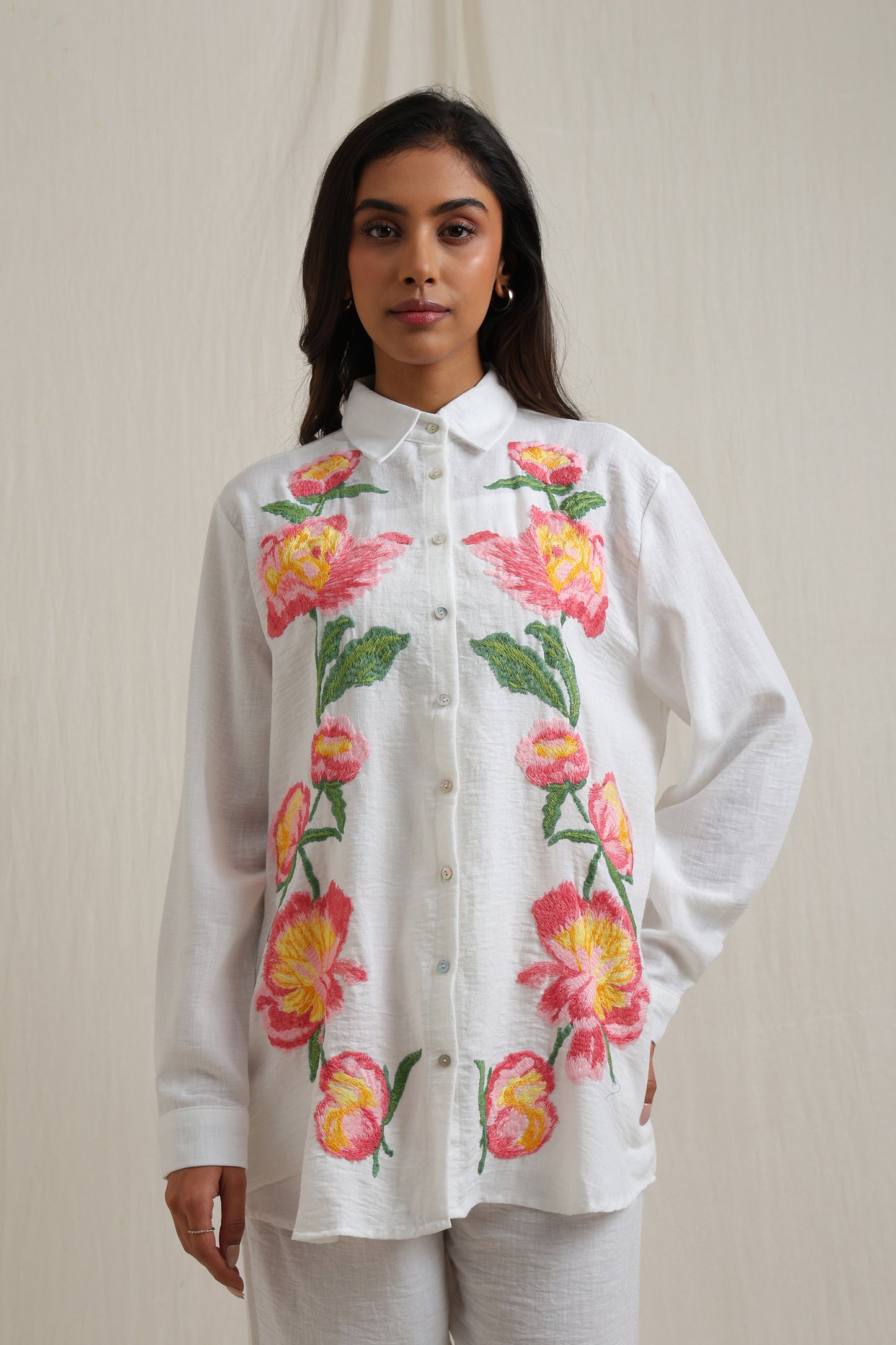 Maxi Rose Embroidery Shirt - Meiala