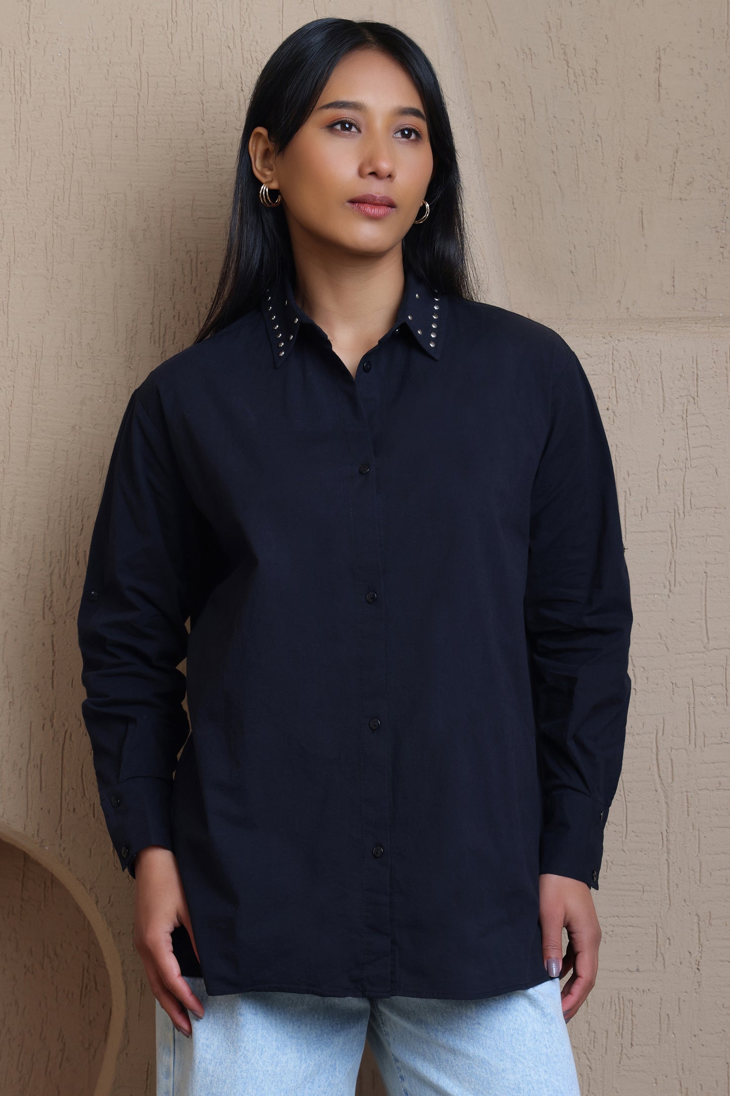 Studded Collar Shirt - Meiala