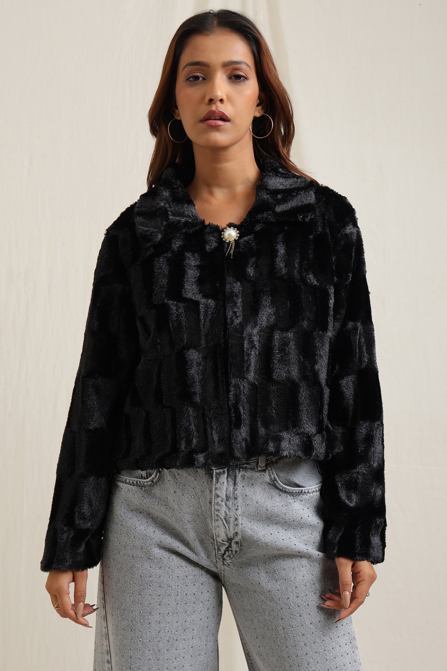 Plush Jacket With Collar - Meiala