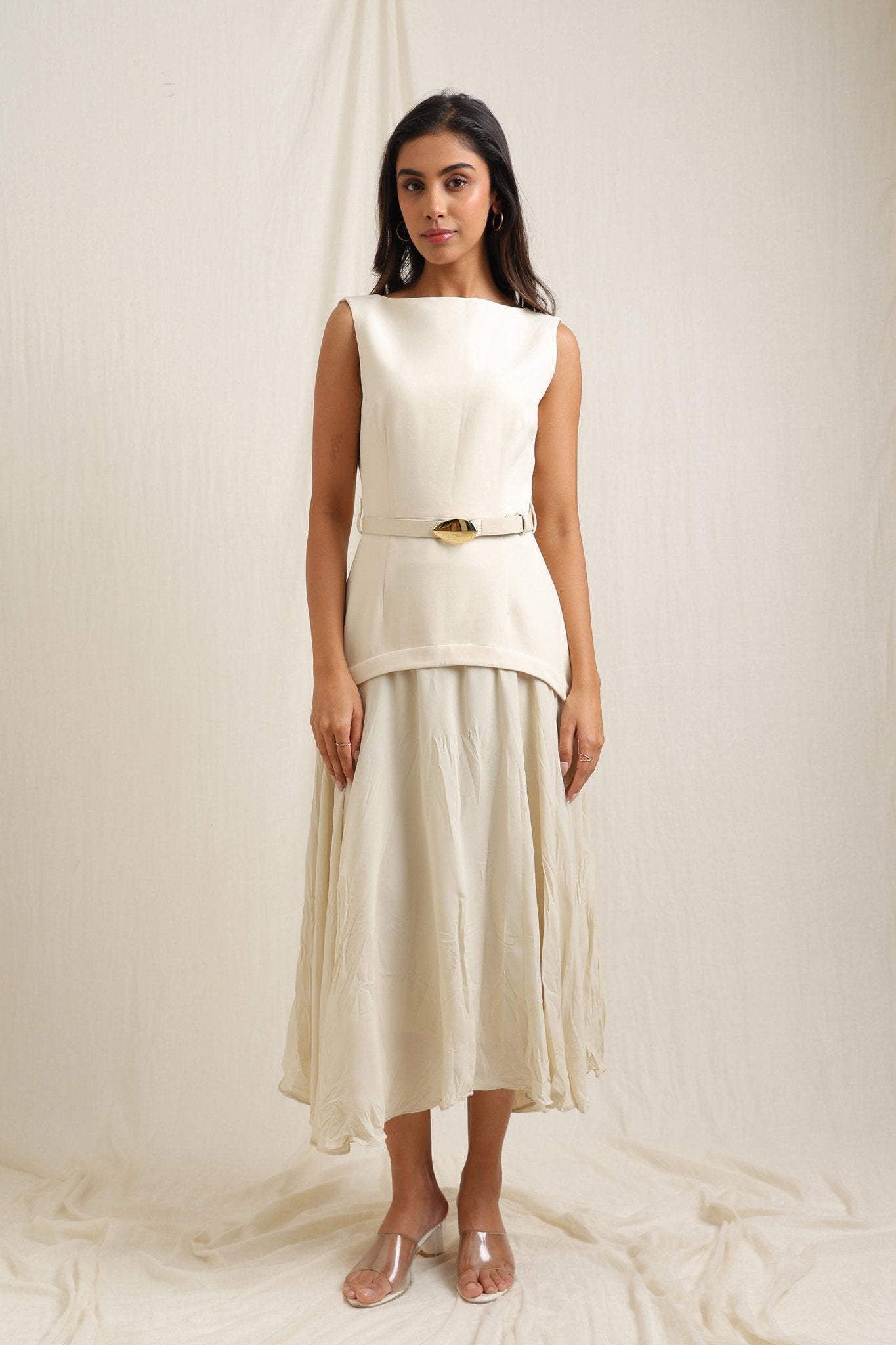 Belted Crinkle Effect Dress - Meiala Official