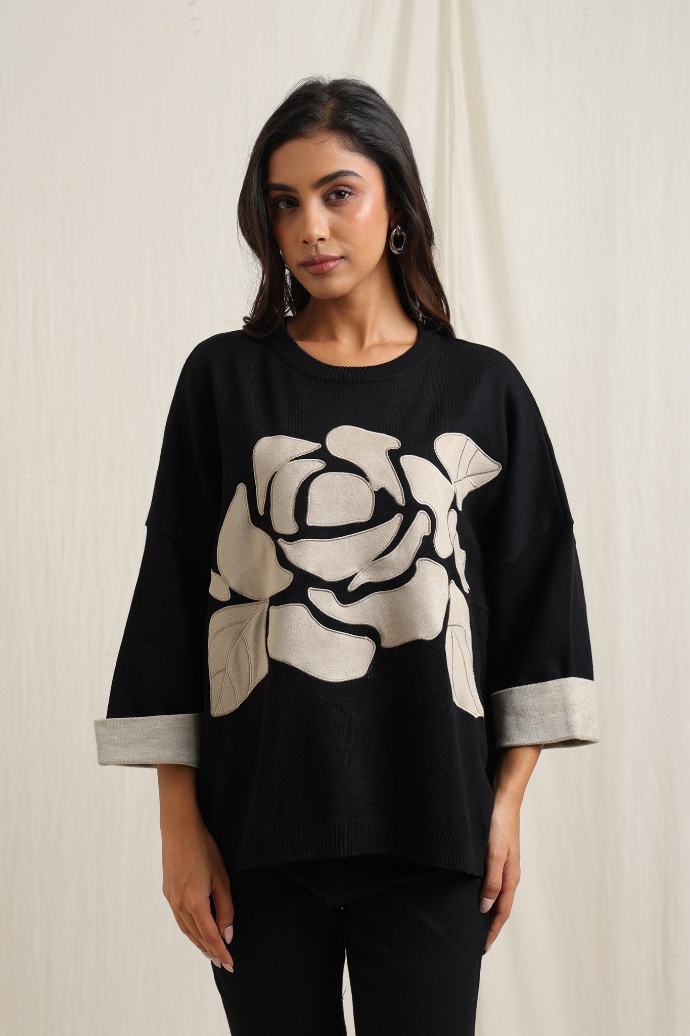 Bold Rose Knit Sweater - Meiala Official