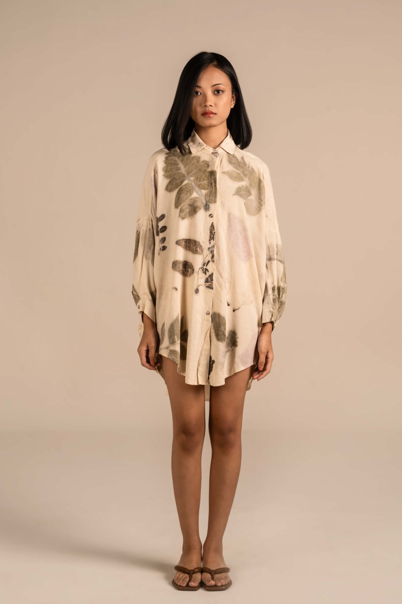 Button down leaf hammered shirt - Meiala Official