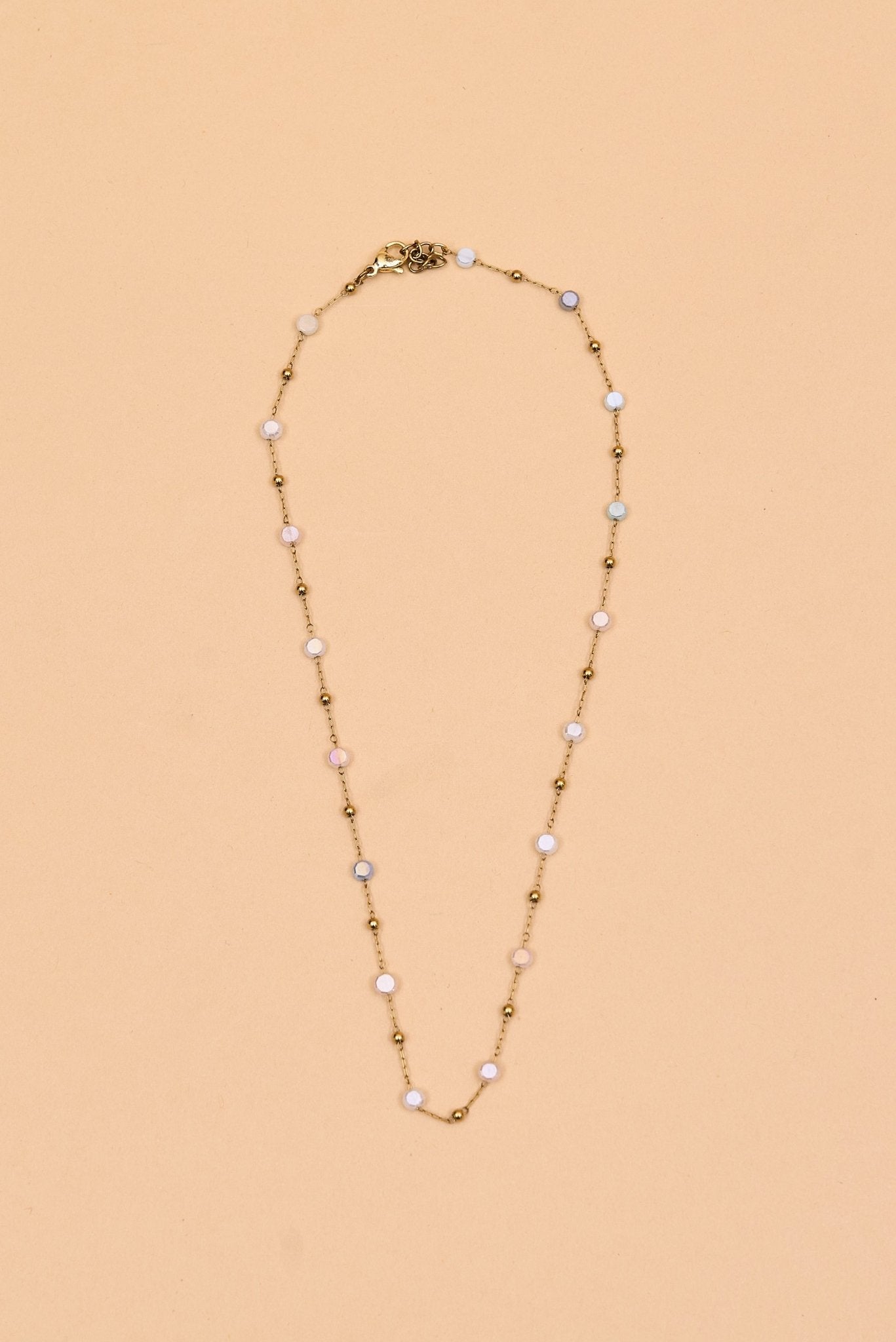 Dainty gold chain with pastel - toned beads - Meiala Official