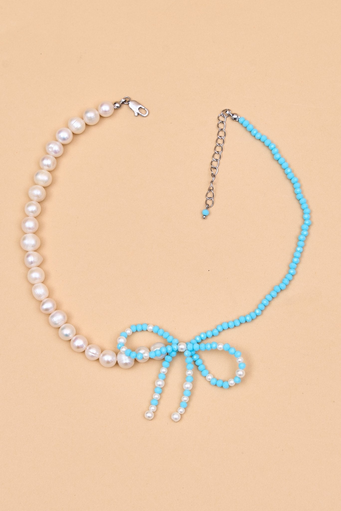 Elegant pearl beaded necklace with bow - Meiala Official