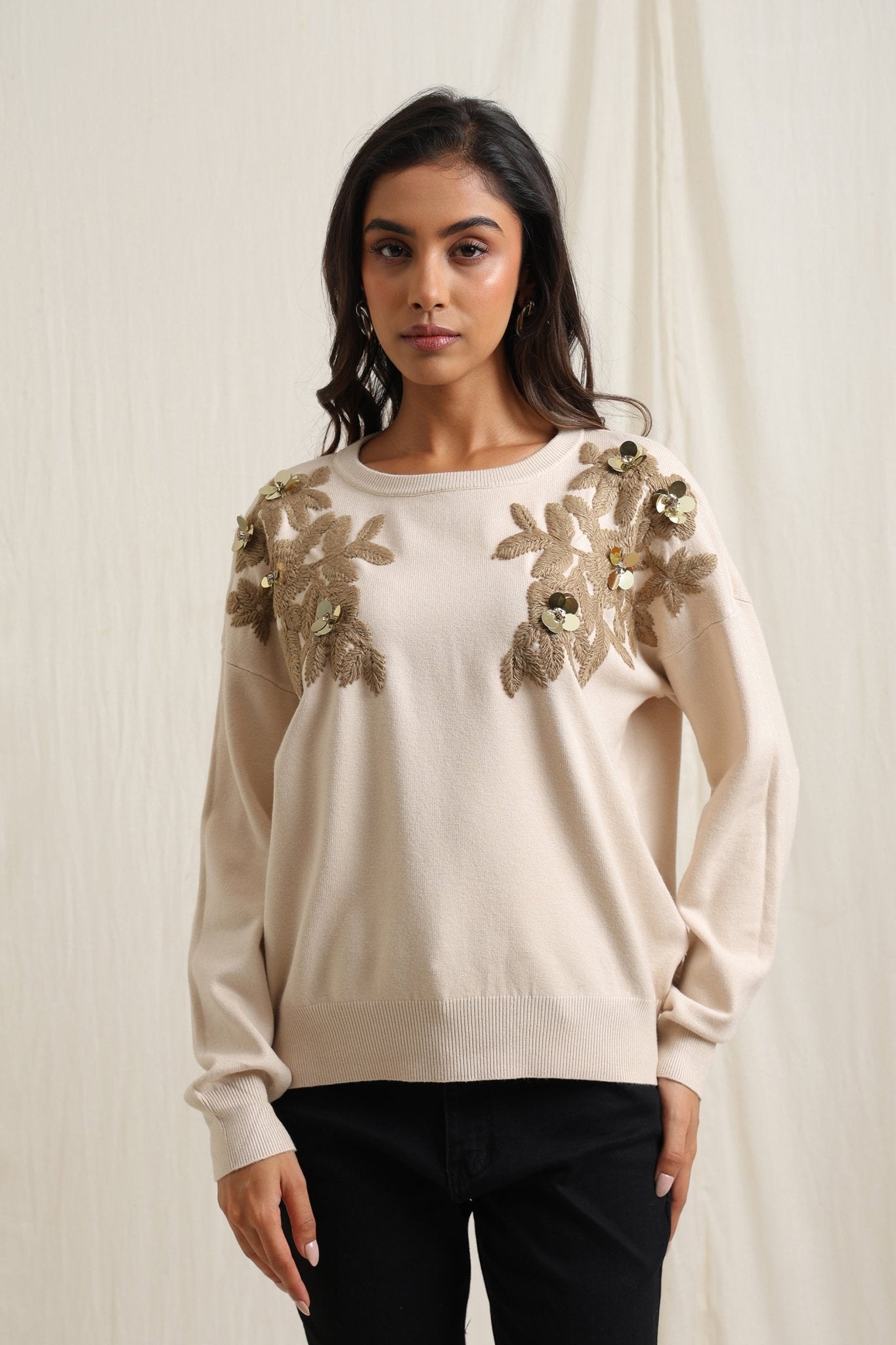 Floral Applique Sweater - Meiala Official