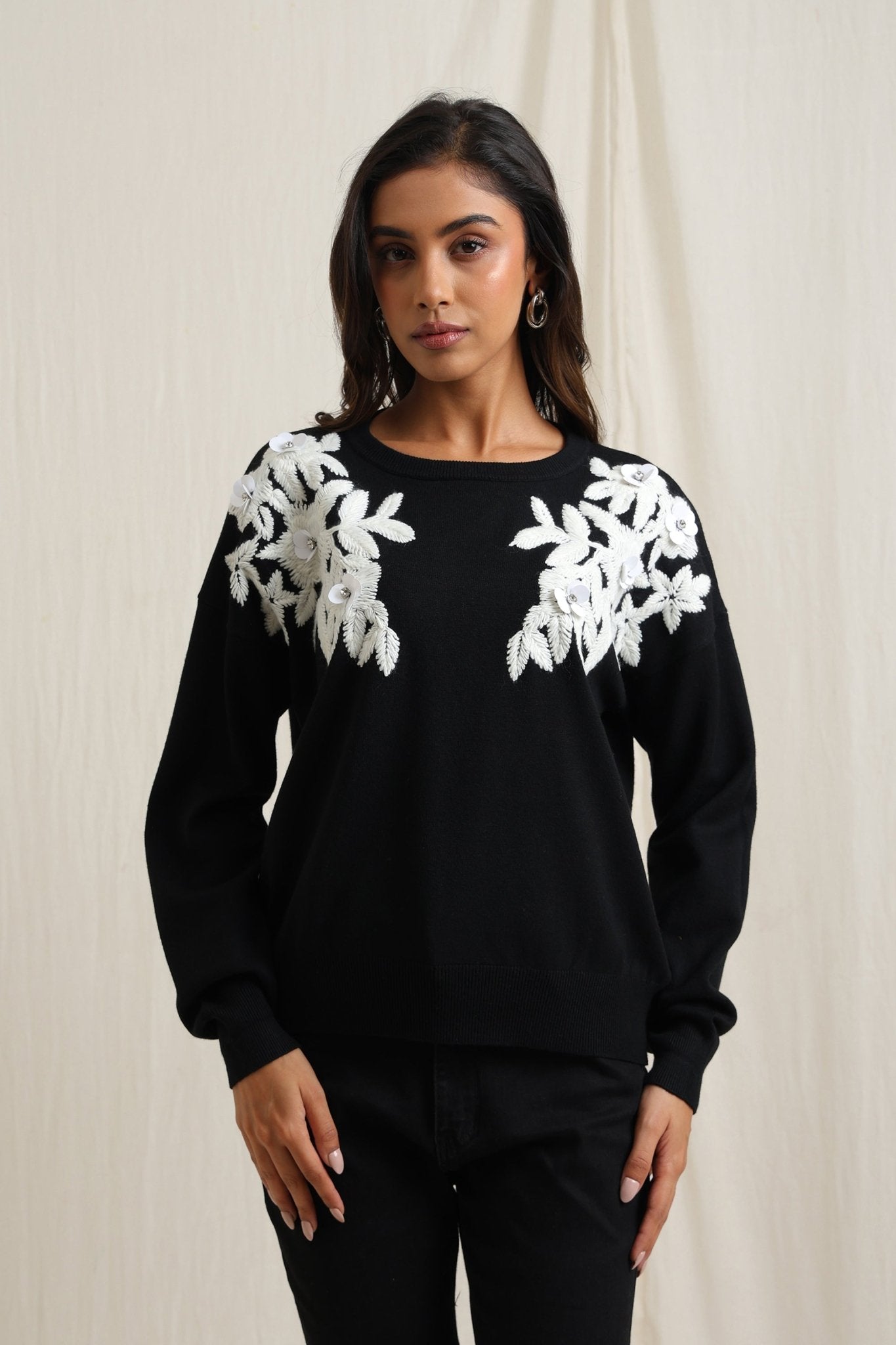 Floral Applique Sweater - Meiala Official
