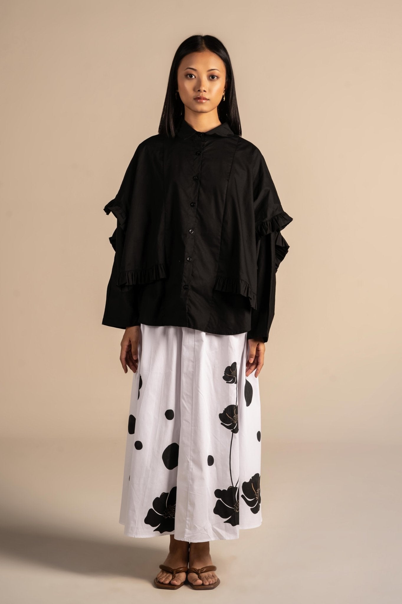 Floral & Dots Print Skirt - Meiala Official