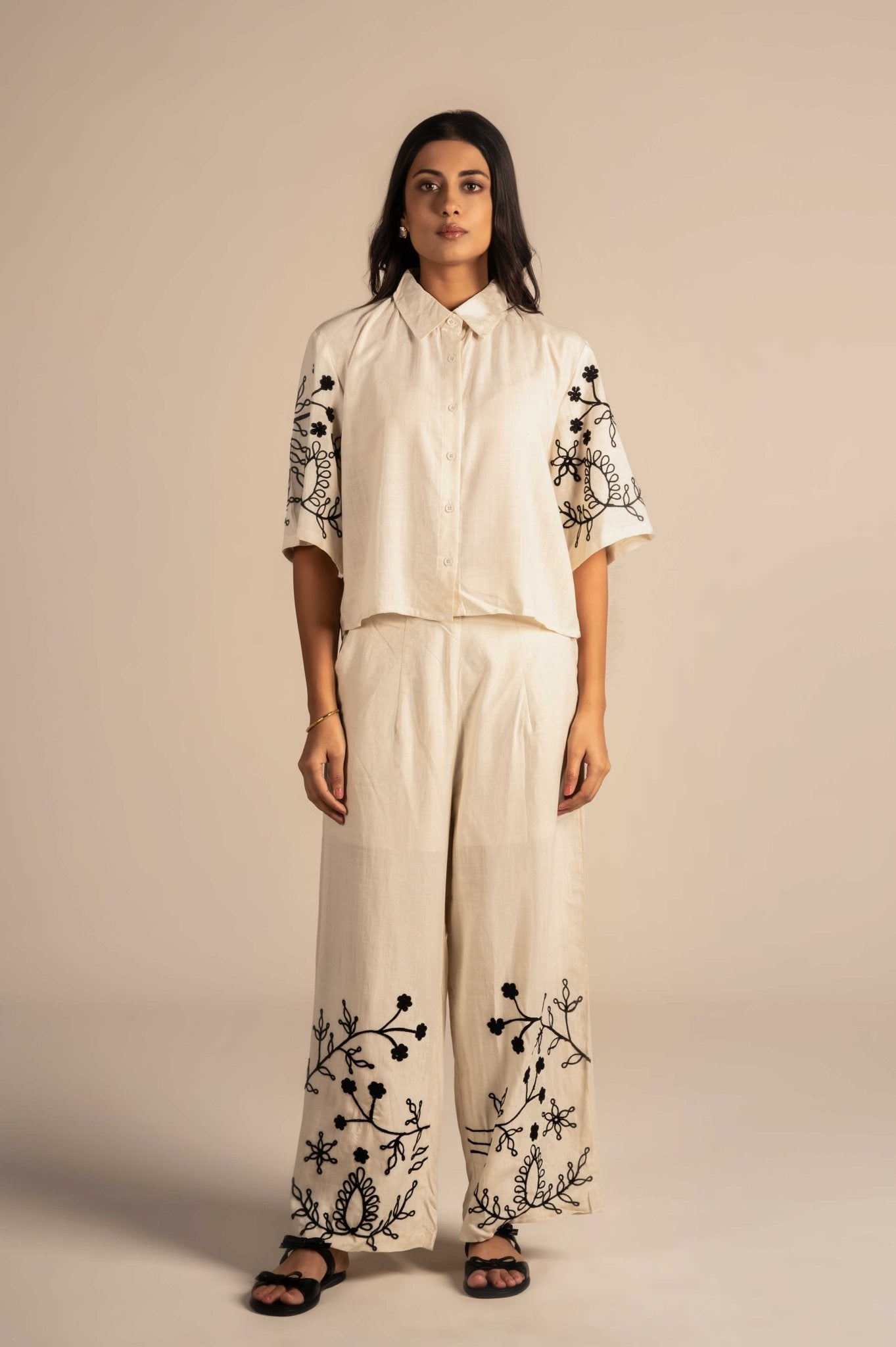 Full Sleeves Coord Set with Floral Embroidery - Meiala Official