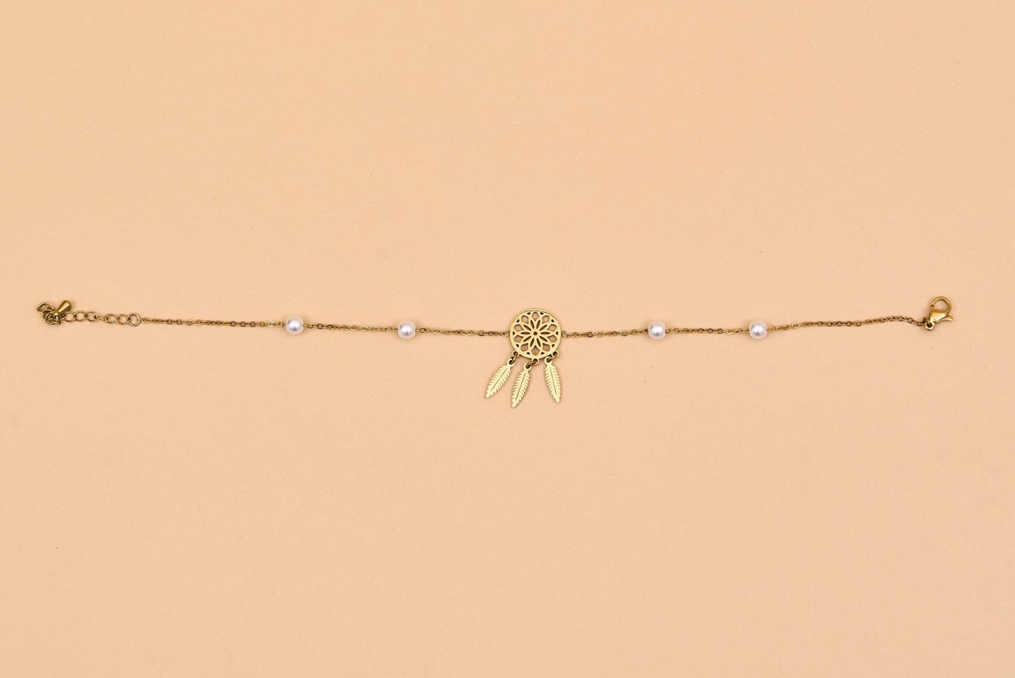 Gold bracelet with pearls and crown charm - Meiala Official