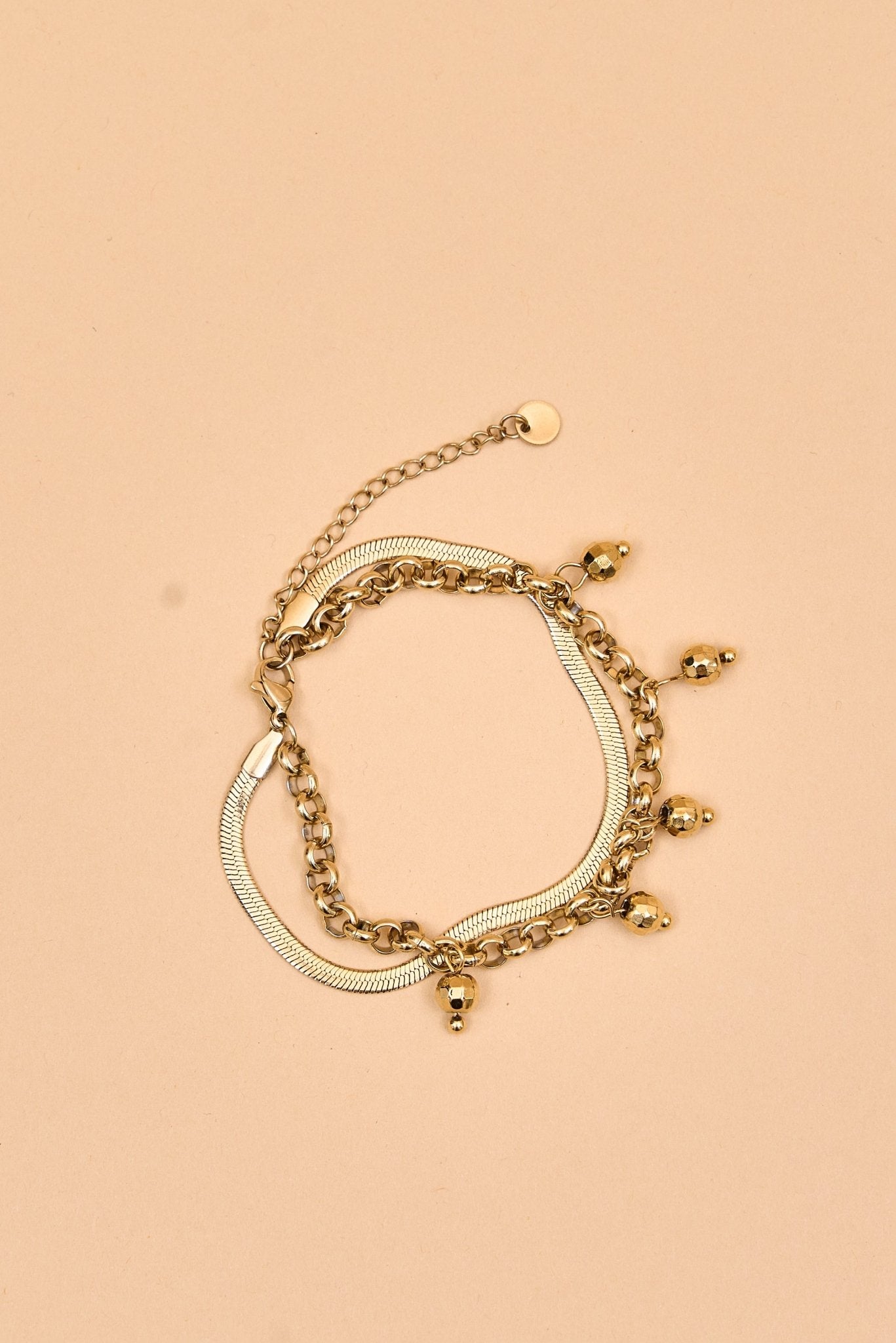 Gold chain bracelet with dangling mini beads. - Meiala Official