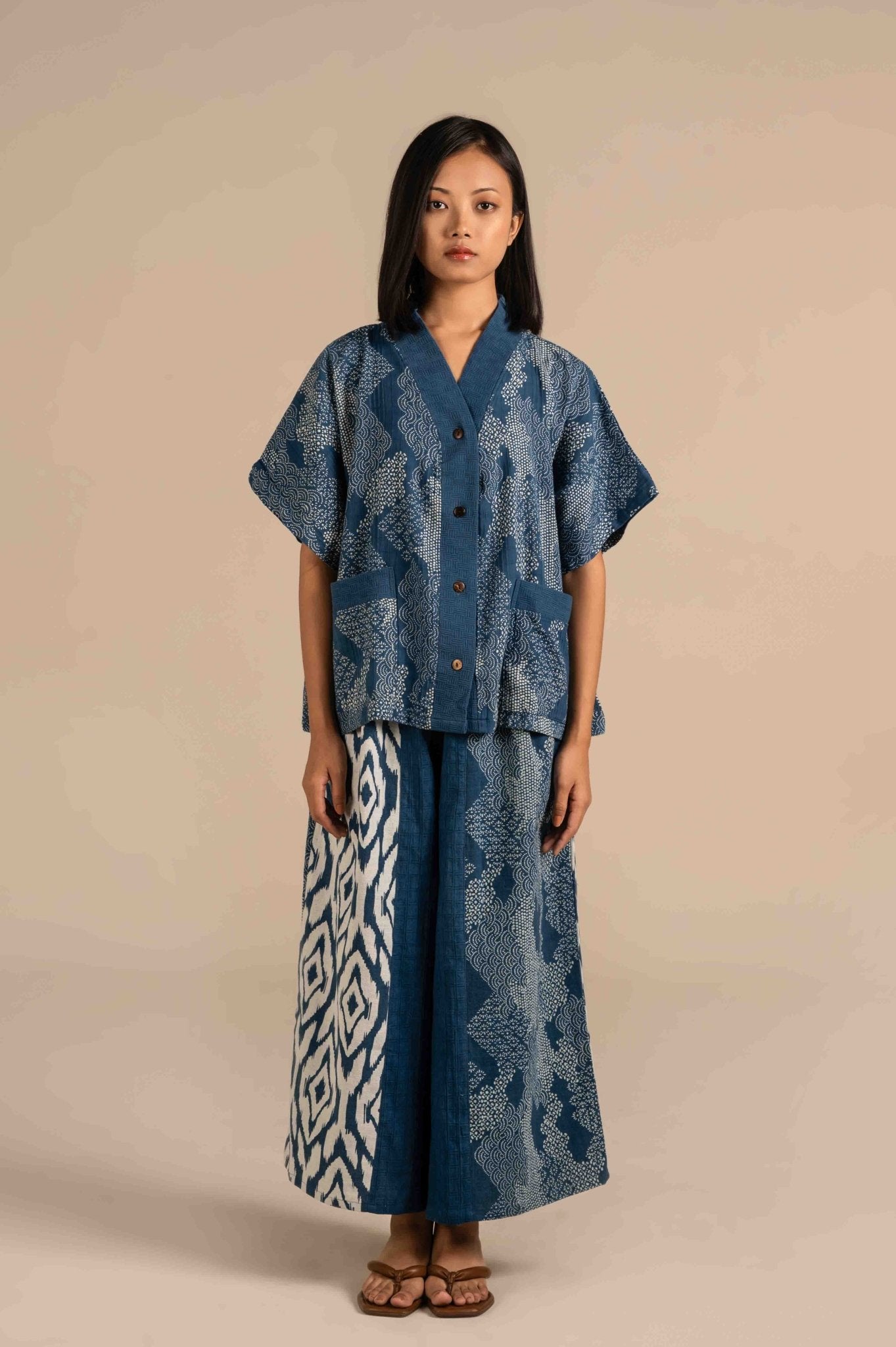 Half sleeves indigo dye shirt - Meiala Official