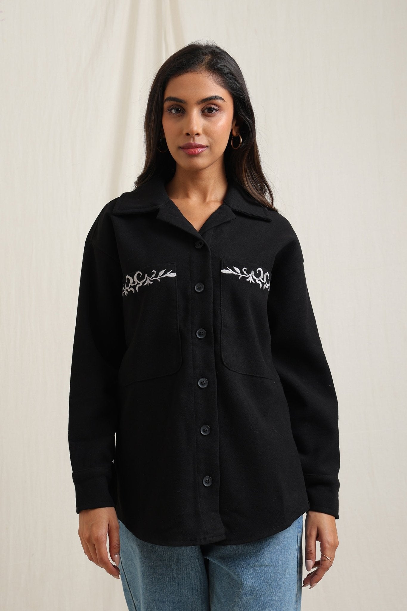 Heart Embroidered Shacket - Meiala Official
