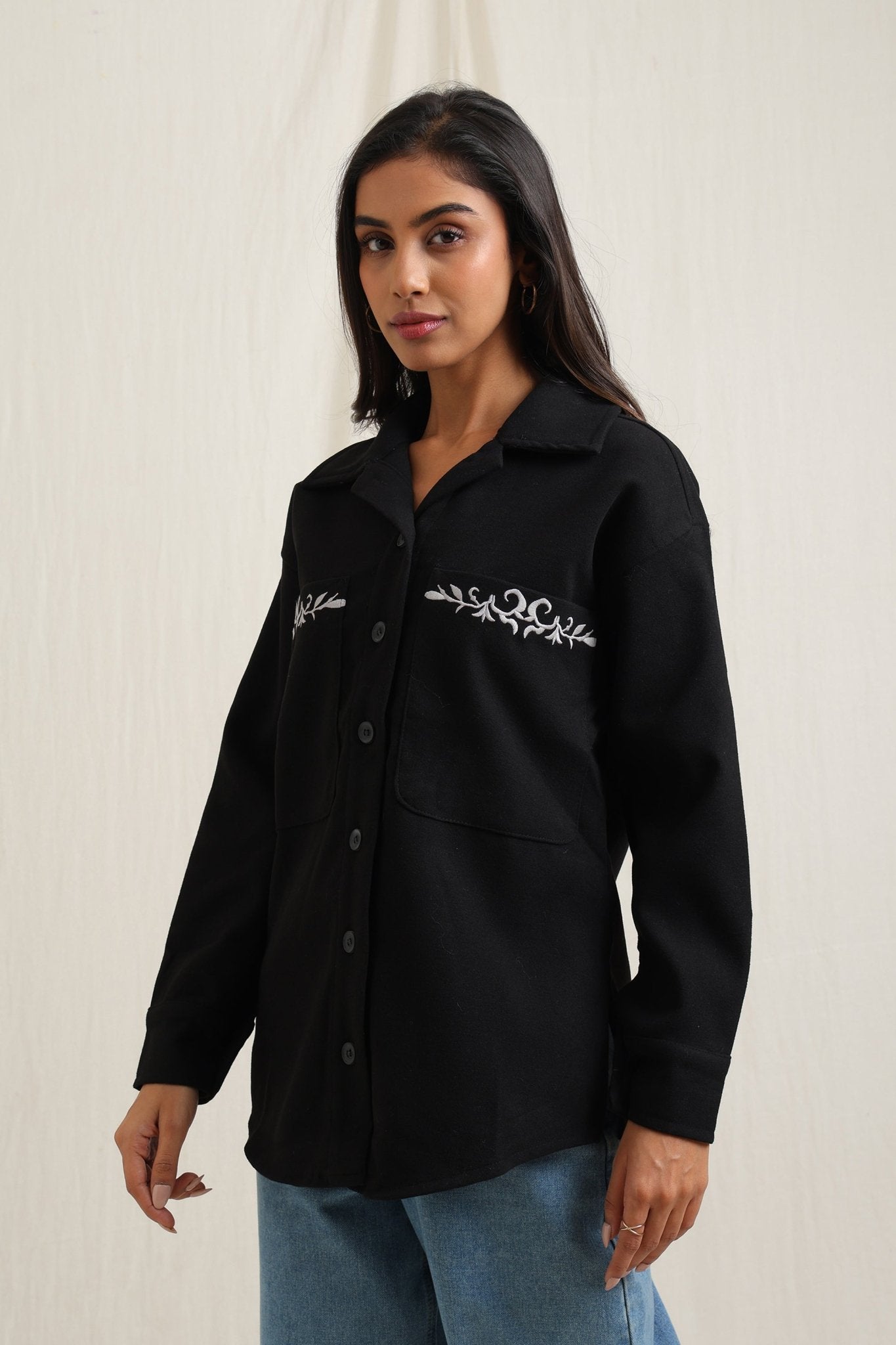 Heart Embroidered Shacket - Meiala Official