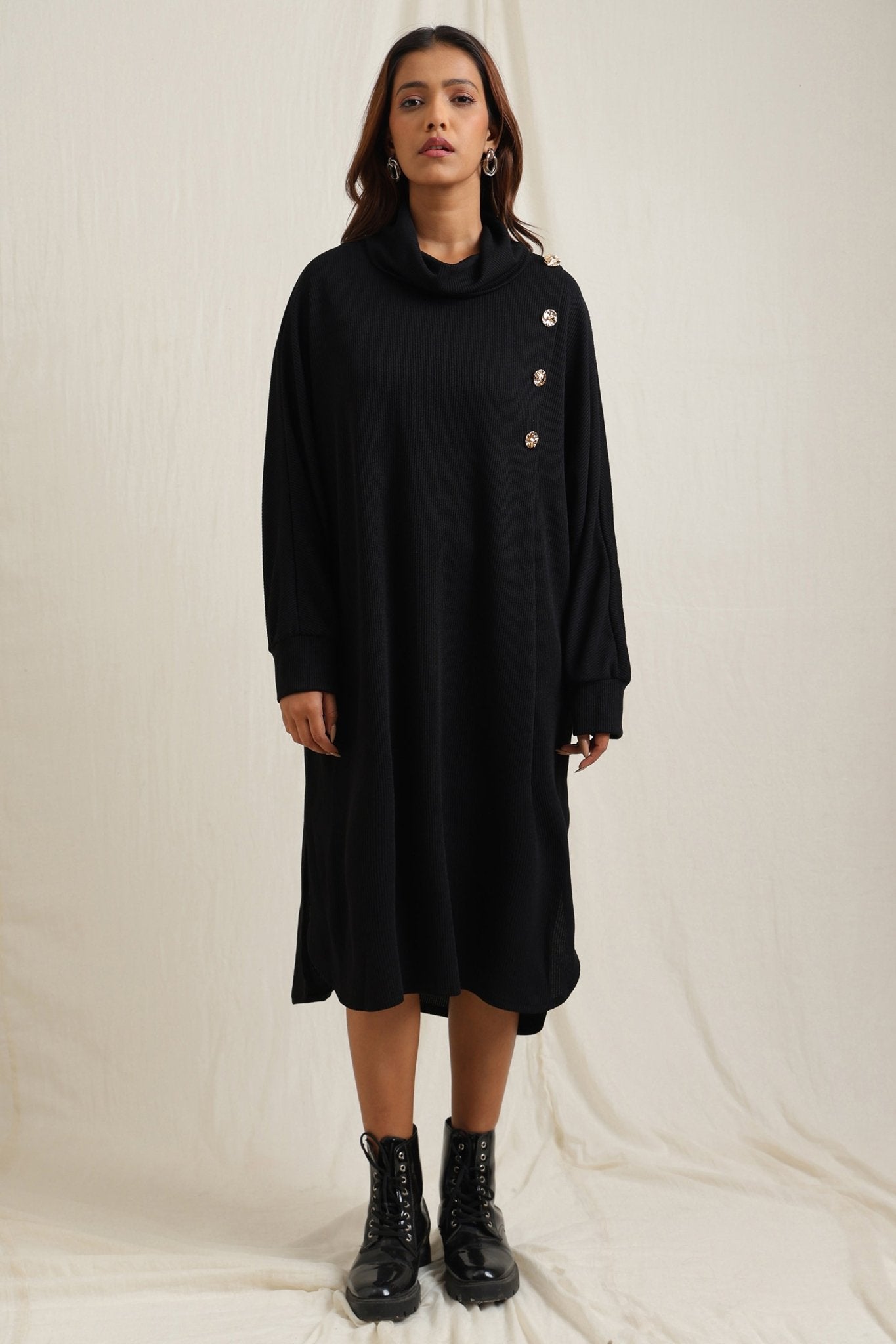 High Collar Pleat Detailed Tunic - Meiala Official