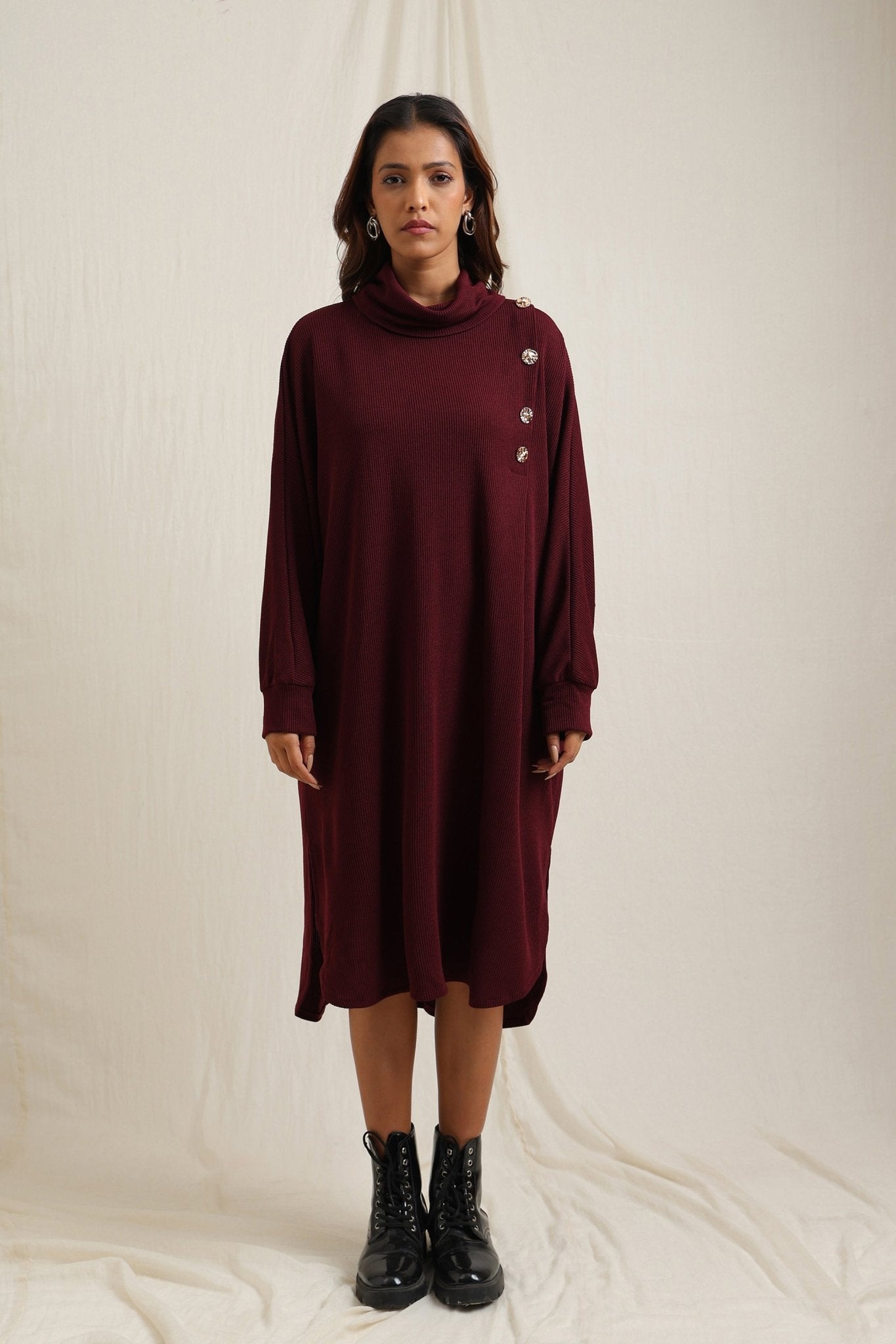 High Collar Pleat Detailed Tunic - Meiala Official