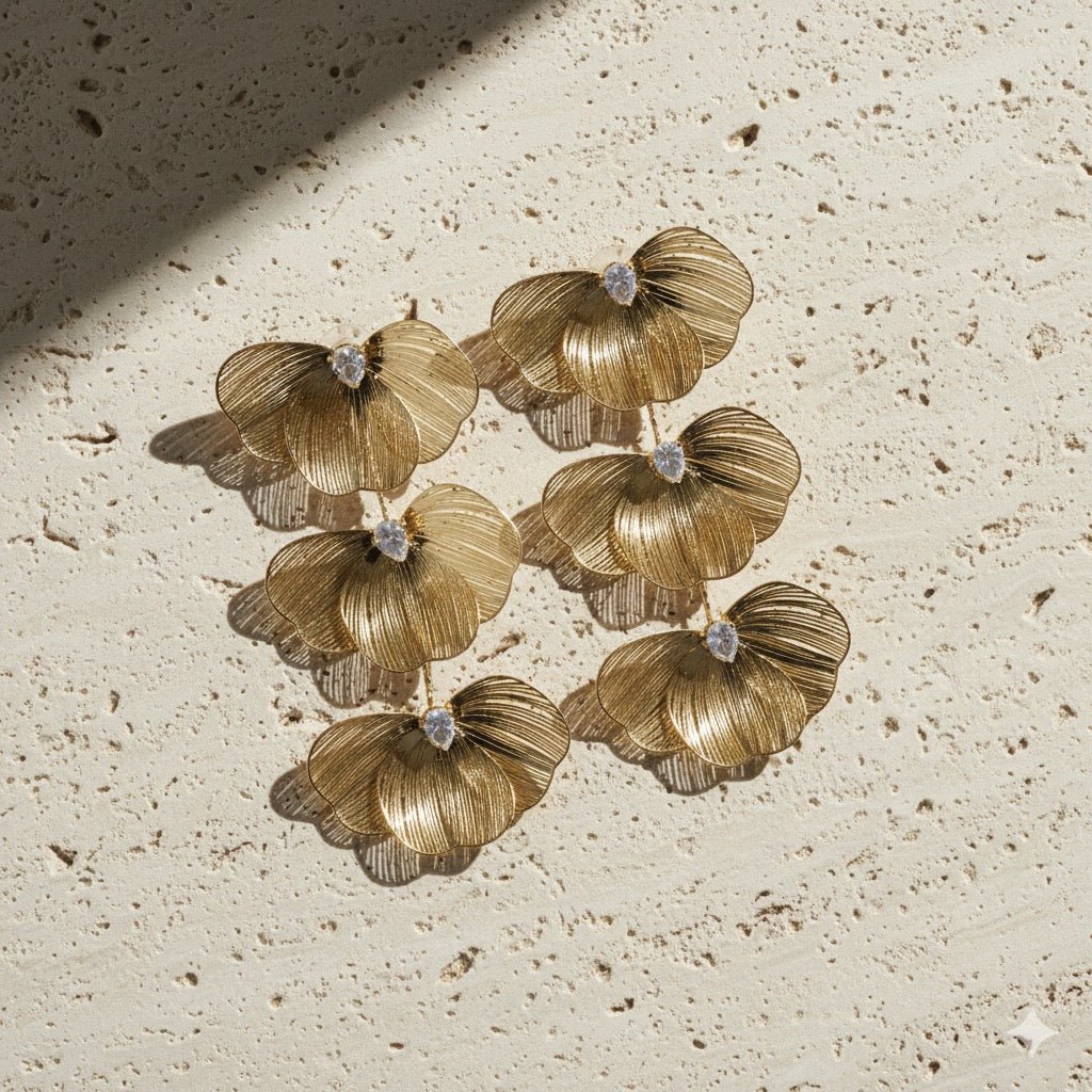 Korean Gold/ Silver Plated Floral PetalsDangler Earring - Meiala Official