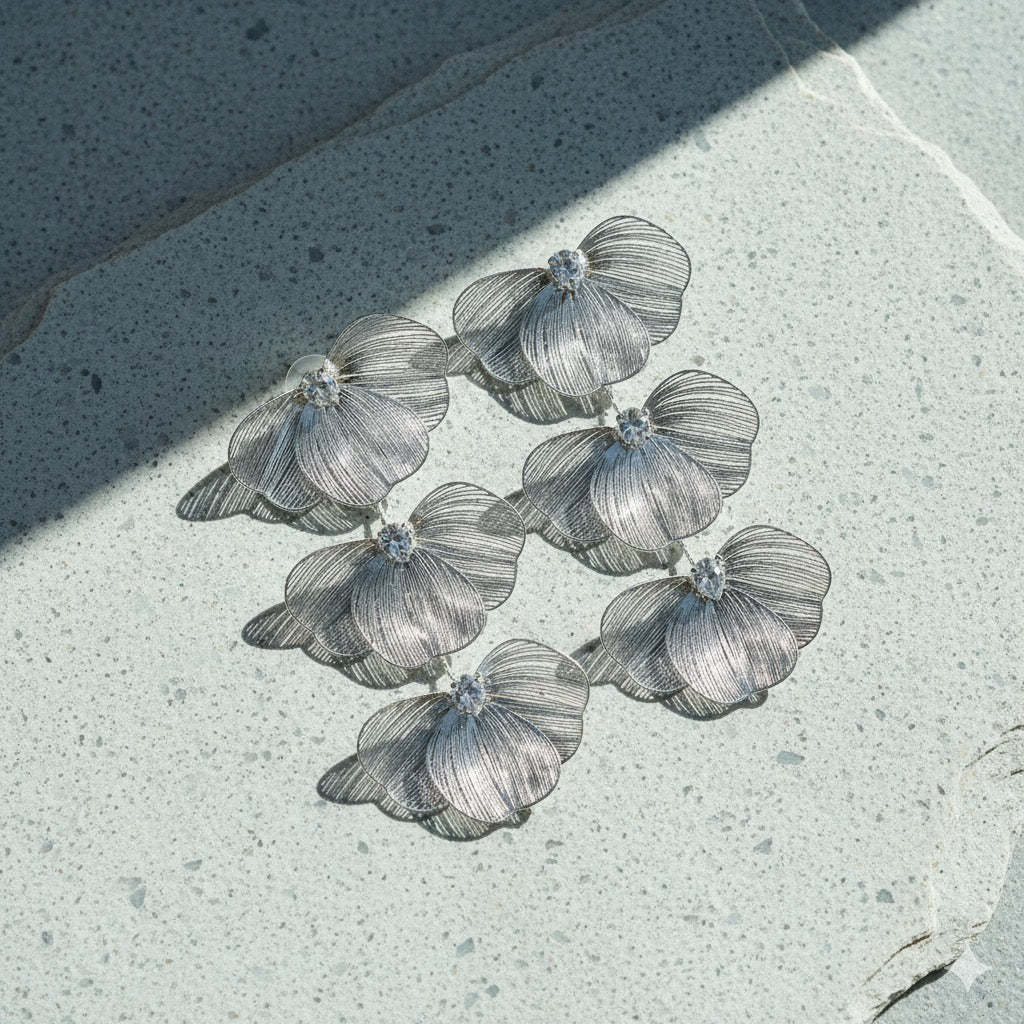 Korean Gold/ Silver Plated Floral PetalsDangler Earring - Meiala Official