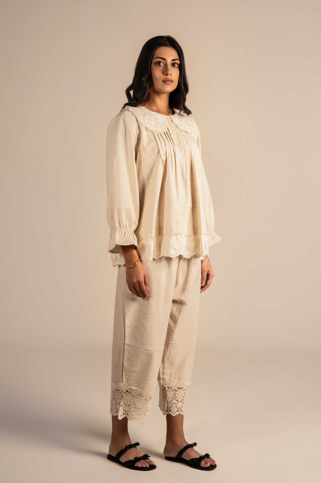 Pants with lace detailing and Patches - Meiala Official