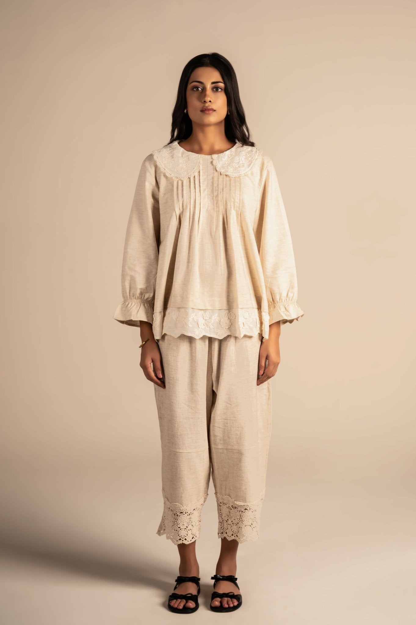 Pants with lace detailing and Patches - Meiala Official