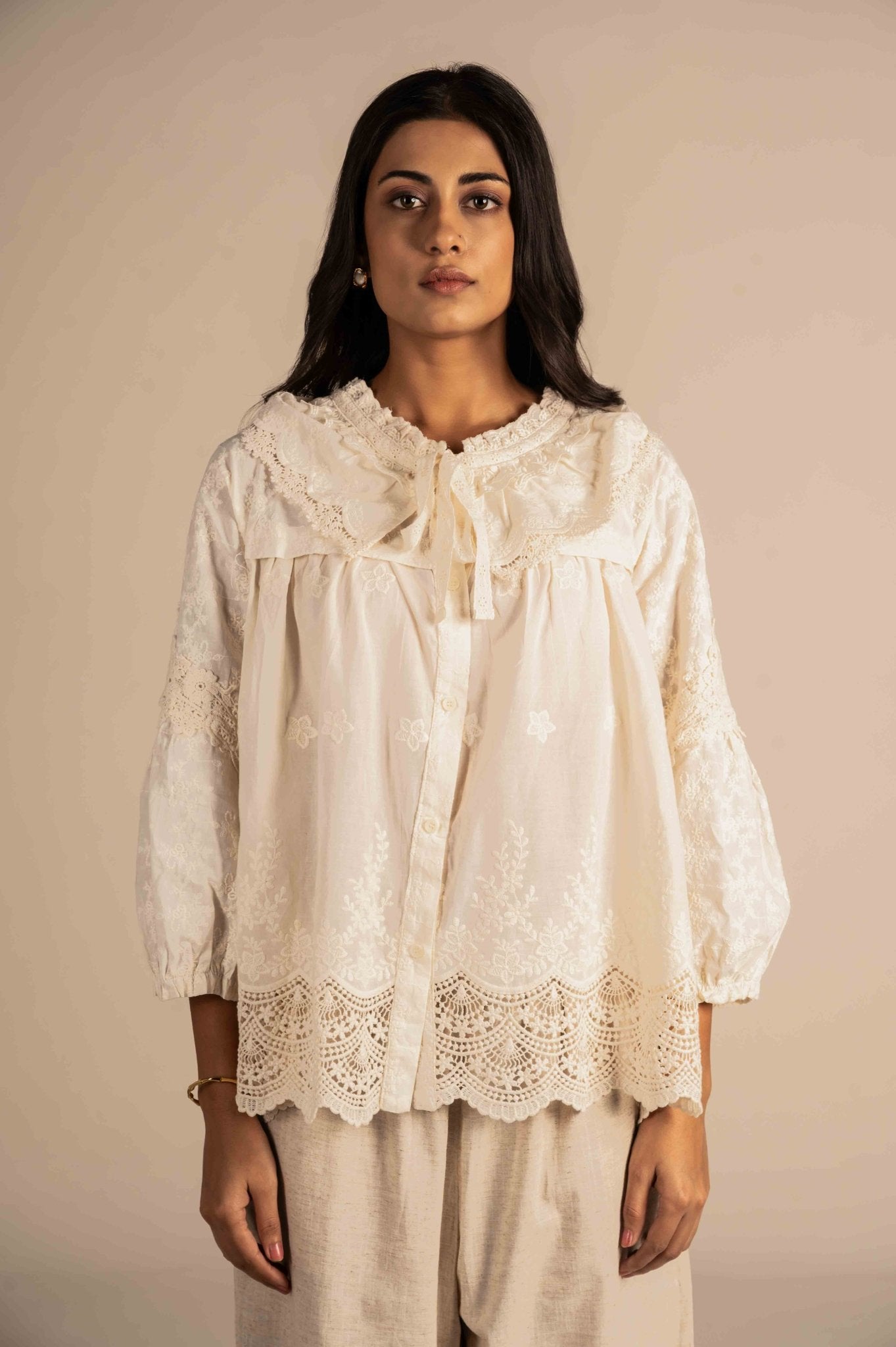 Peter pan shirt with lacing - Meiala Official