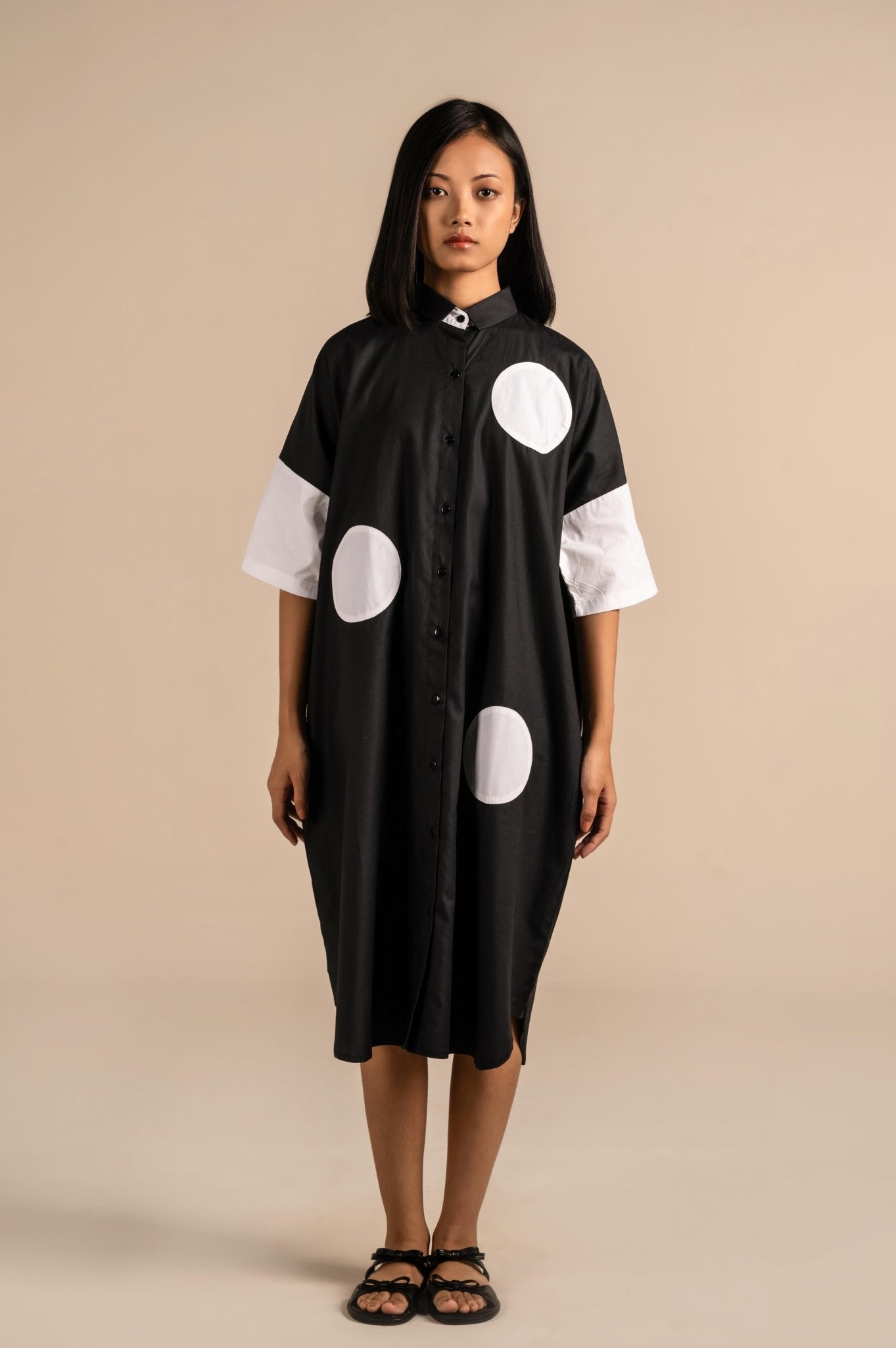Relaxed Shirt Dress With Polka Dots - Meiala Official