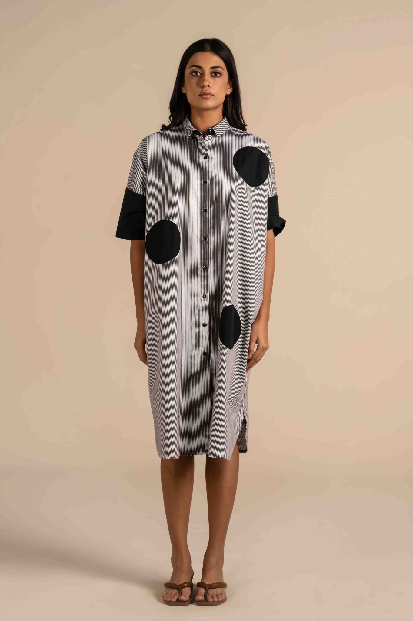 Relaxed Shirt Dress With Polka Dots - Meiala Official