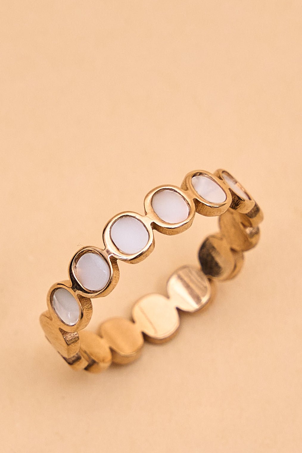 Rosegold Oval Shaped White Shell Ring - Meiala Official