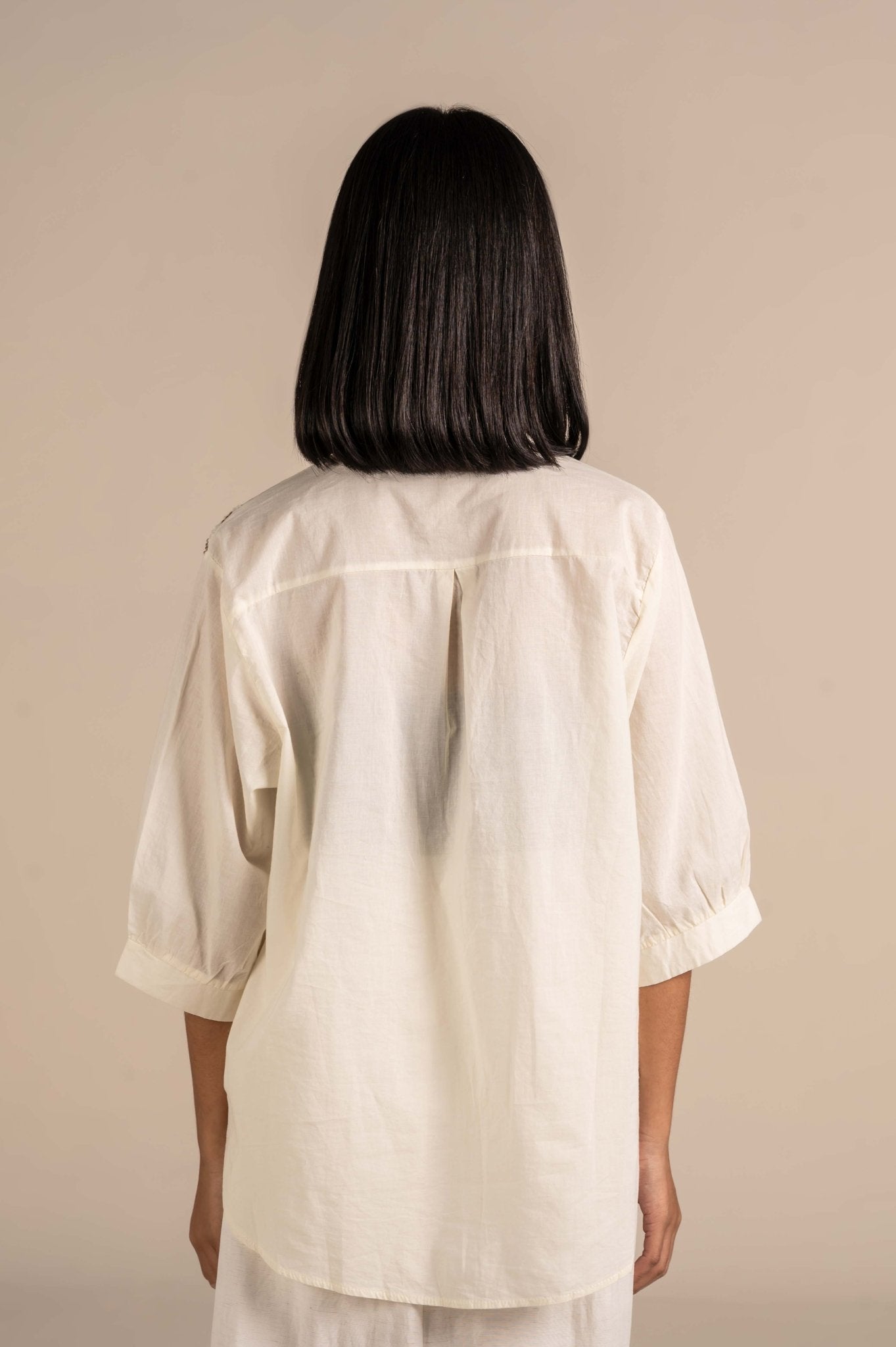 Shirt With Macro Flowers Embroidery - Meiala Official