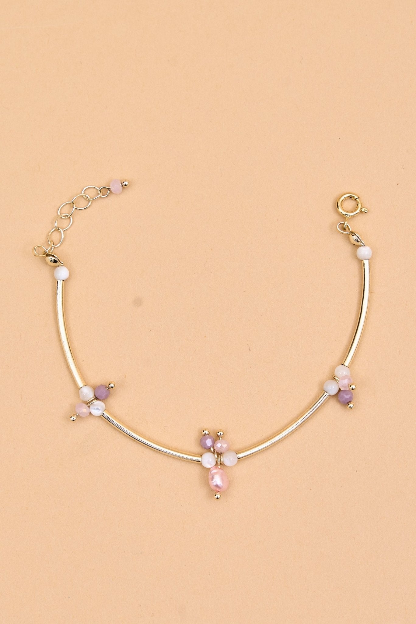 Silver tube bracelet with pastel beads - Meiala Official