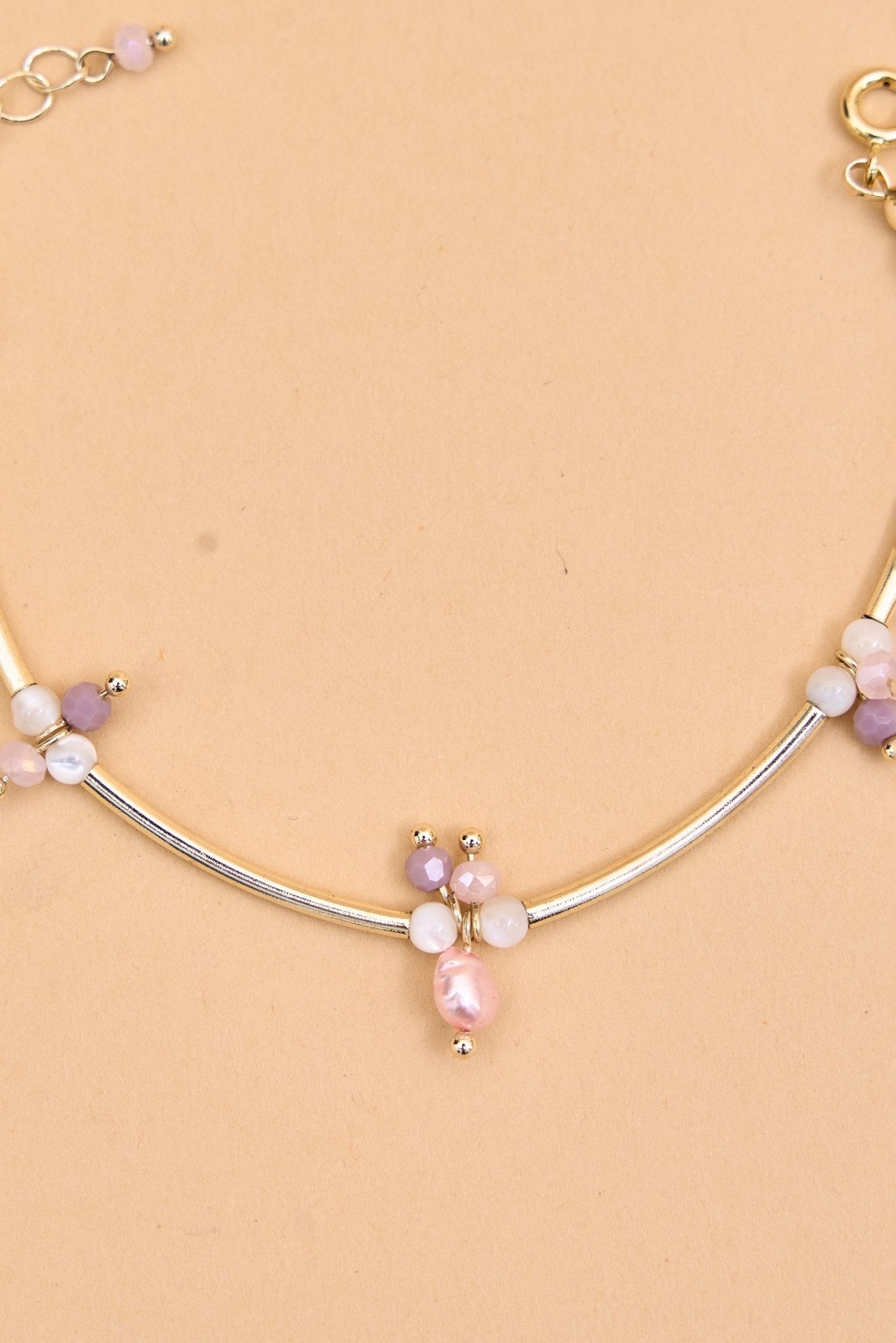 Silver tube bracelet with pastel beads - Meiala Official