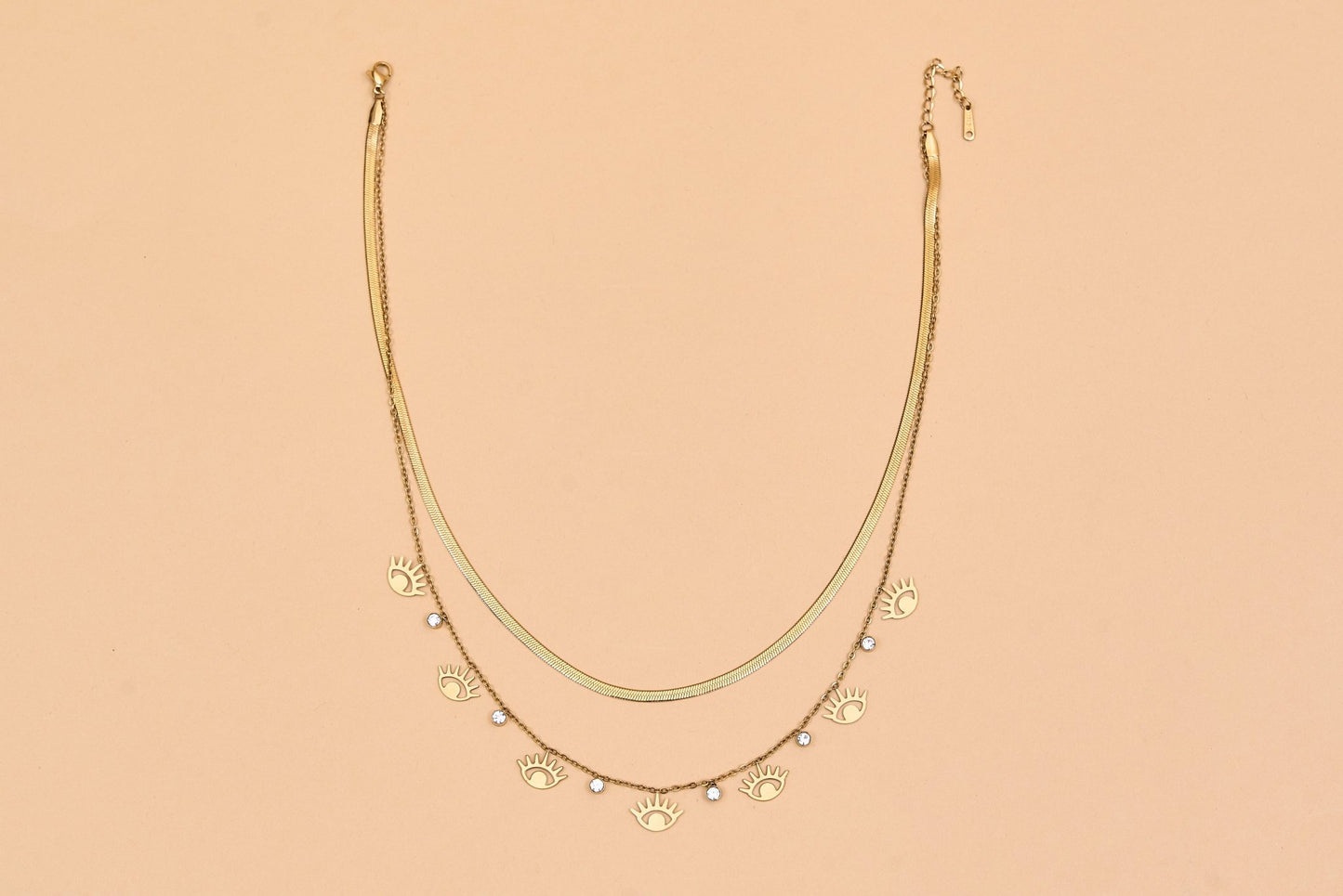 Stainless Steel Evil Eye Dual Layer Necklace - Meiala Official
